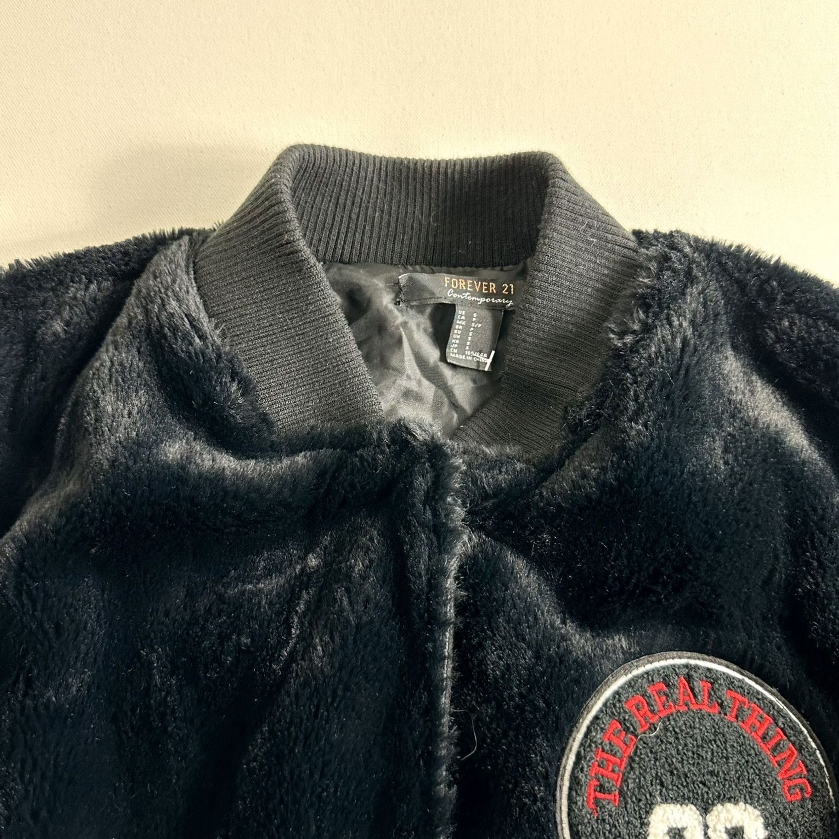 Forever 21 Forever 21 The Real Thing 96 Faux Fur Bomber Jacket Sherpa Black Size S Men Size US S / EU 44-46 / 1 - 6 Thumbnail