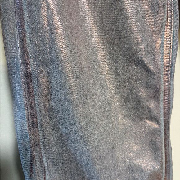Zara Zara Metallic Pink Coated Straight-Leg Jeans – Size 6 Size 28" / US 6 / IT 42 - 6 Thumbnail
