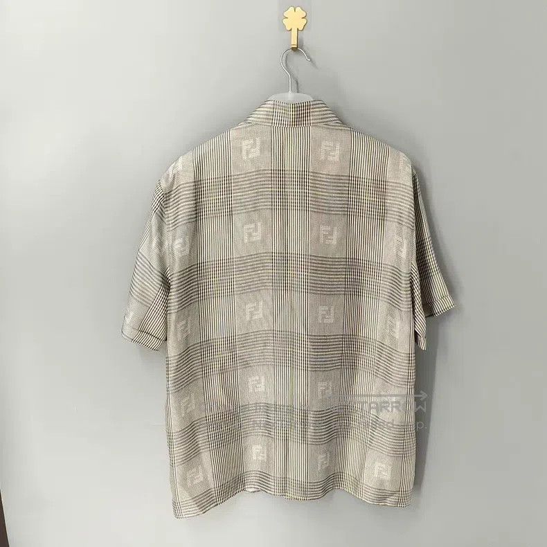 Fendi Fendi size 40 Gray checkered mulberry silk short-sleeve shi Size US XXS / EU 40 - 2 Thumbnail