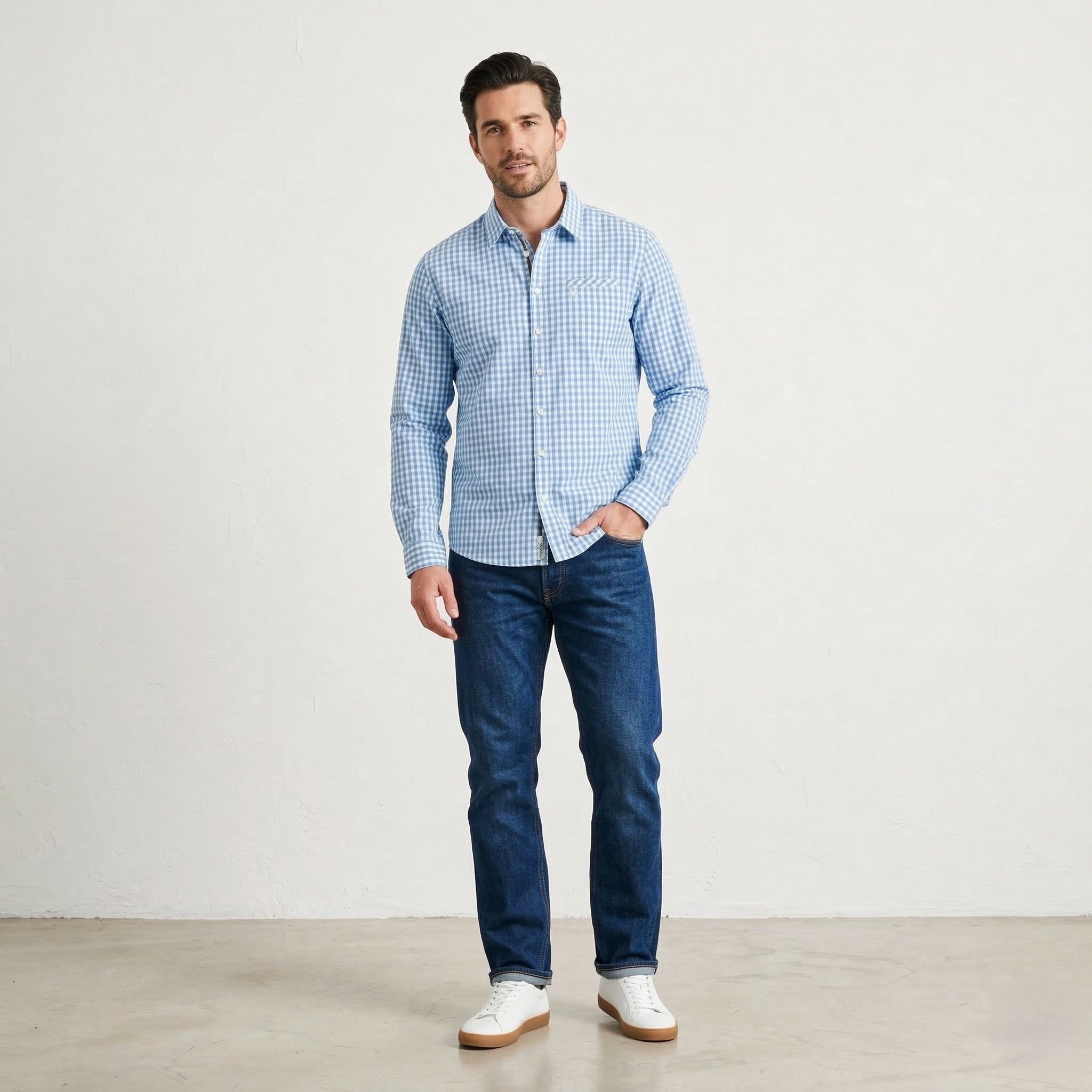 Original Penguin Penguin Men XL (L) Casual Shirt Blue Check Cotton 6589 Size US XL / EU 56 / 4 - 1 Thumbnail
