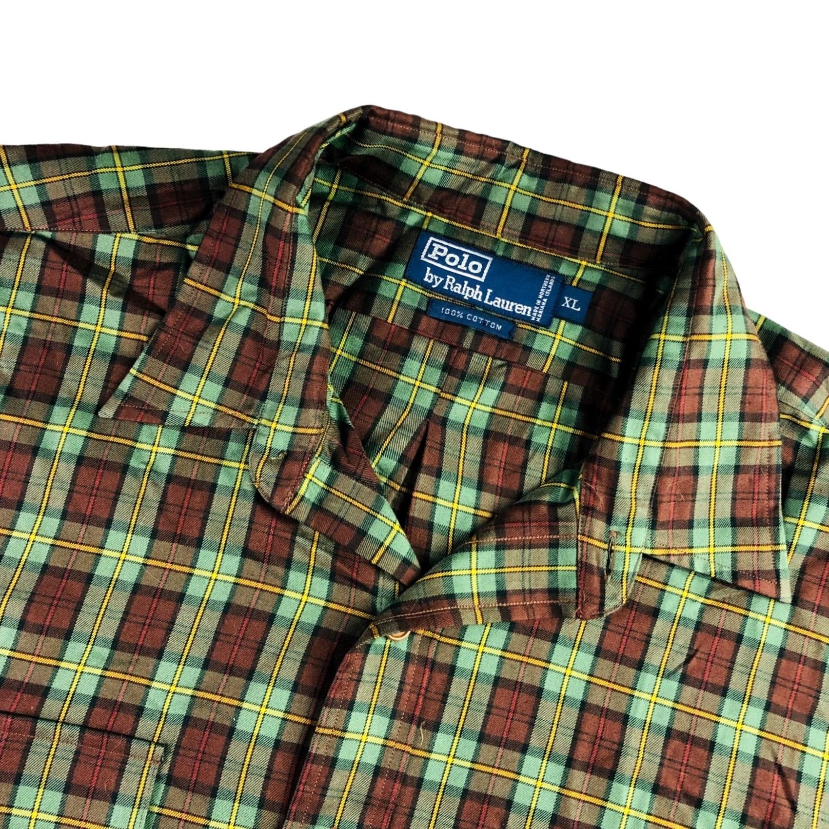 Polo Ralph Lauren VINTAGE Polo Ralph Lauren Men's Safari Work Shirt Plaid Green XL 100% Cotton Button-Up Long Sleeve Collared Size US XL / EU 56 / 4 - 2 Thumbnail