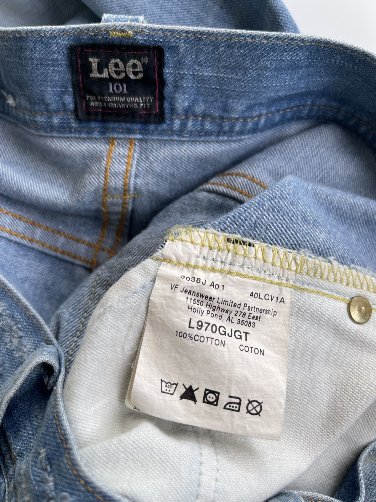 Lee Vintage Lee 101 Men Tapered Distressed Denim Size US 33 - 17 Thumbnail