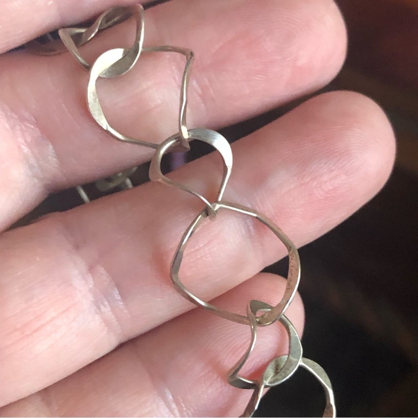 Handmade Handcrafted lightweight hammered recycled link bracelet Size ONE SIZE - 6 Thumbnail