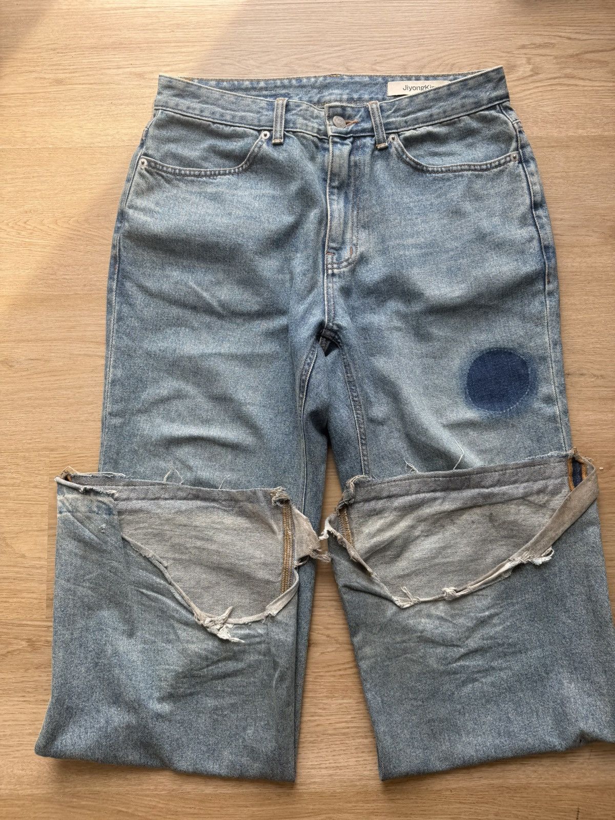 JiyongKim Jiyoungkim Sun Faded Wide Leg Boot Cut Size US 30 / EU 46 - 6 Thumbnail