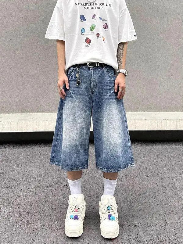 VIBE Lightning Bolt Jorts - Y2K Inspired Denim Shorts Size US 29 - 1 Thumbnail