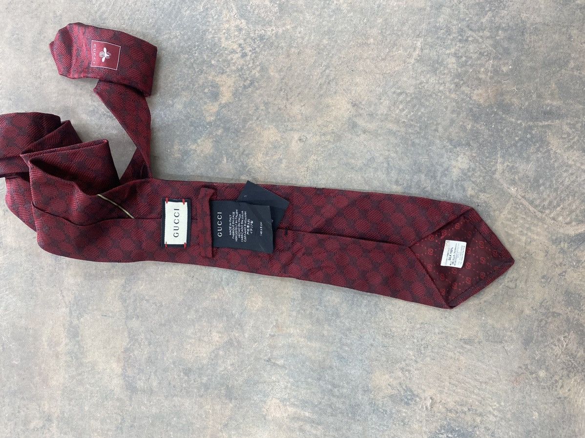 Designer × Gucci GUCCI MONOGRAM NECKTIE MAROON RARE Size ONE SIZE - 5 Thumbnail