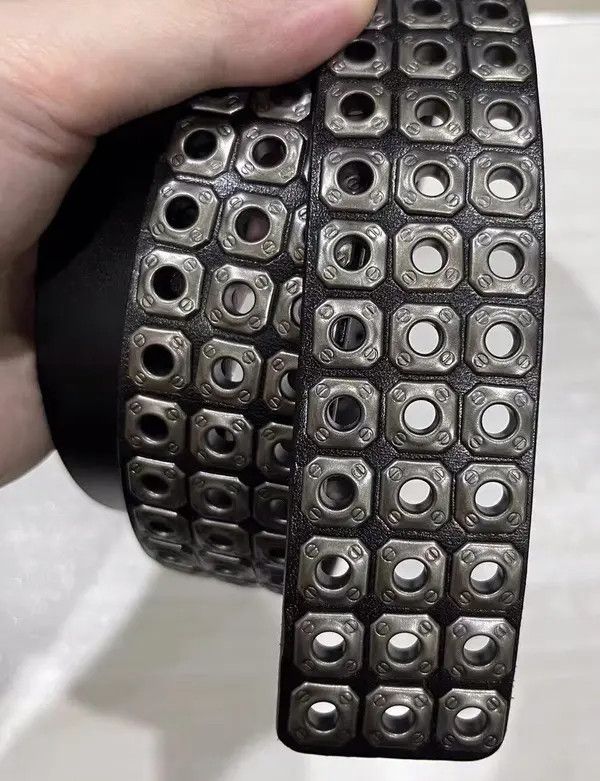Japanese Brand Kawase x Son Outdoor retro punk rock eyelet leather belt Size ONE SIZE - 7 Thumbnail