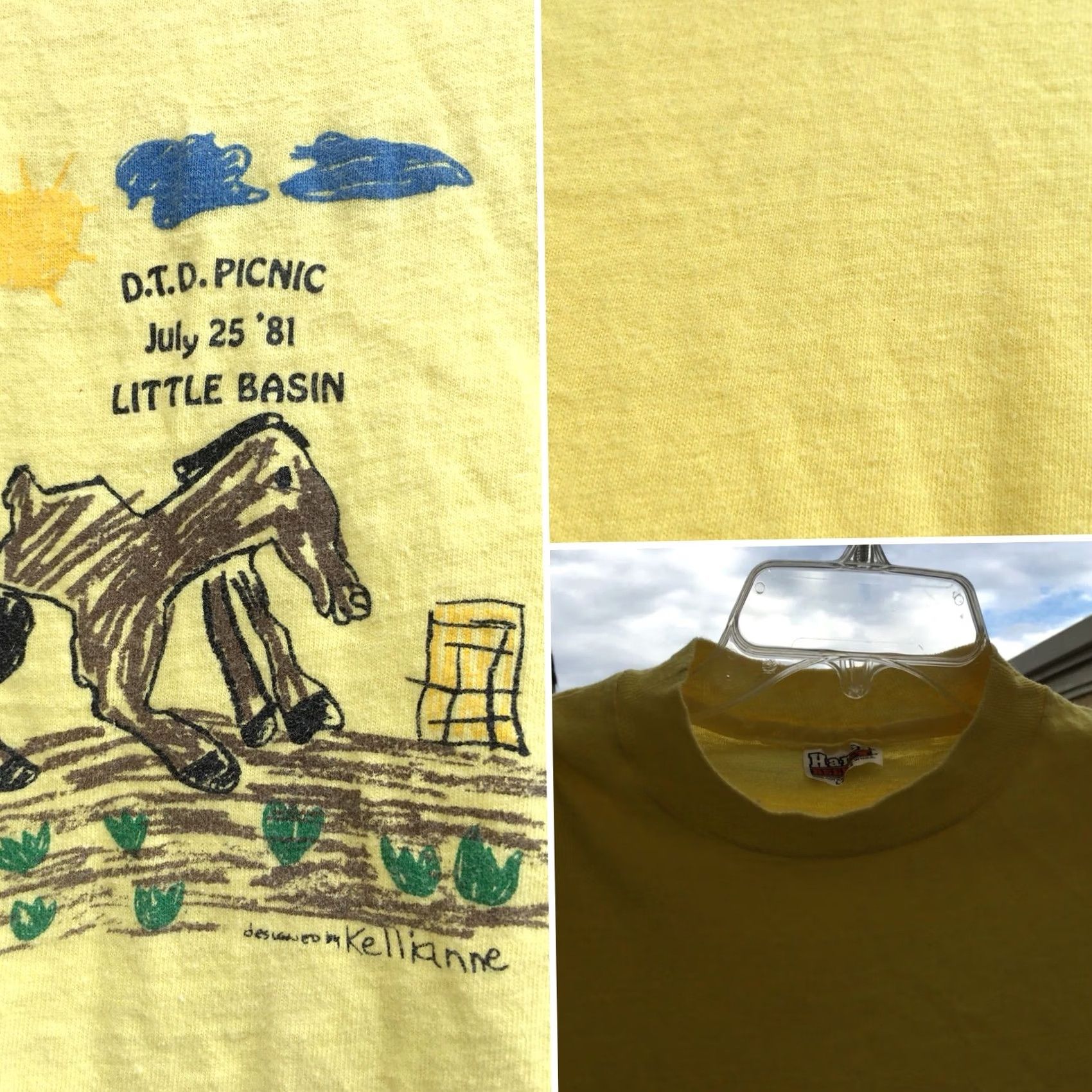 Hanes VINTAGE Hanes DTD Picnic July 25 81 Little Basin Picnic T Shirt Mens L Yellow 1980s Graphic Tee Size US L / EU 52-54 / 3 - 7 Thumbnail