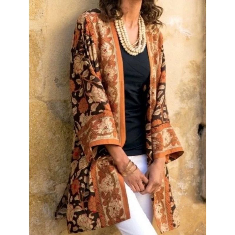 Soft Surroundings Soft Surroundings Womens Floral Kimono S Earthy Forest Fairy Size S / US 4 / IT 40 - 1 Thumbnail
