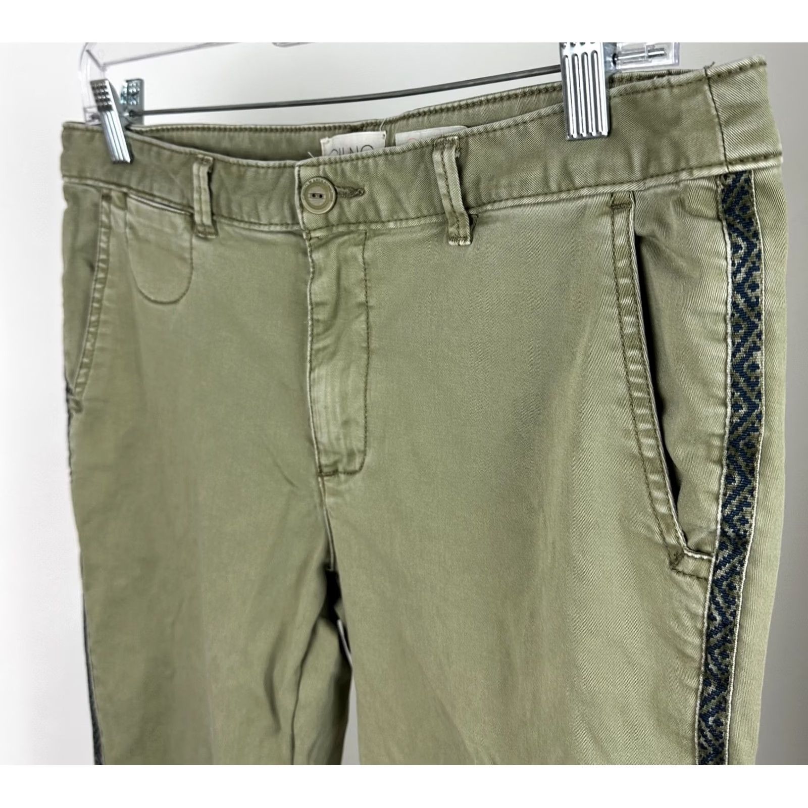 Anthropologie Anthropologie Chino Pants Olive Green Relaxed Stretch Twill Tuxedo Stripe Size 29 Womens Size 29" - 6 Thumbnail