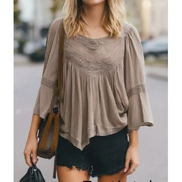 Other Ultra Pink Taupe L Blouse – Lightweight Boho Lace Cottagecor Size L / US 10 / IT 46 - 1 Thumbnail