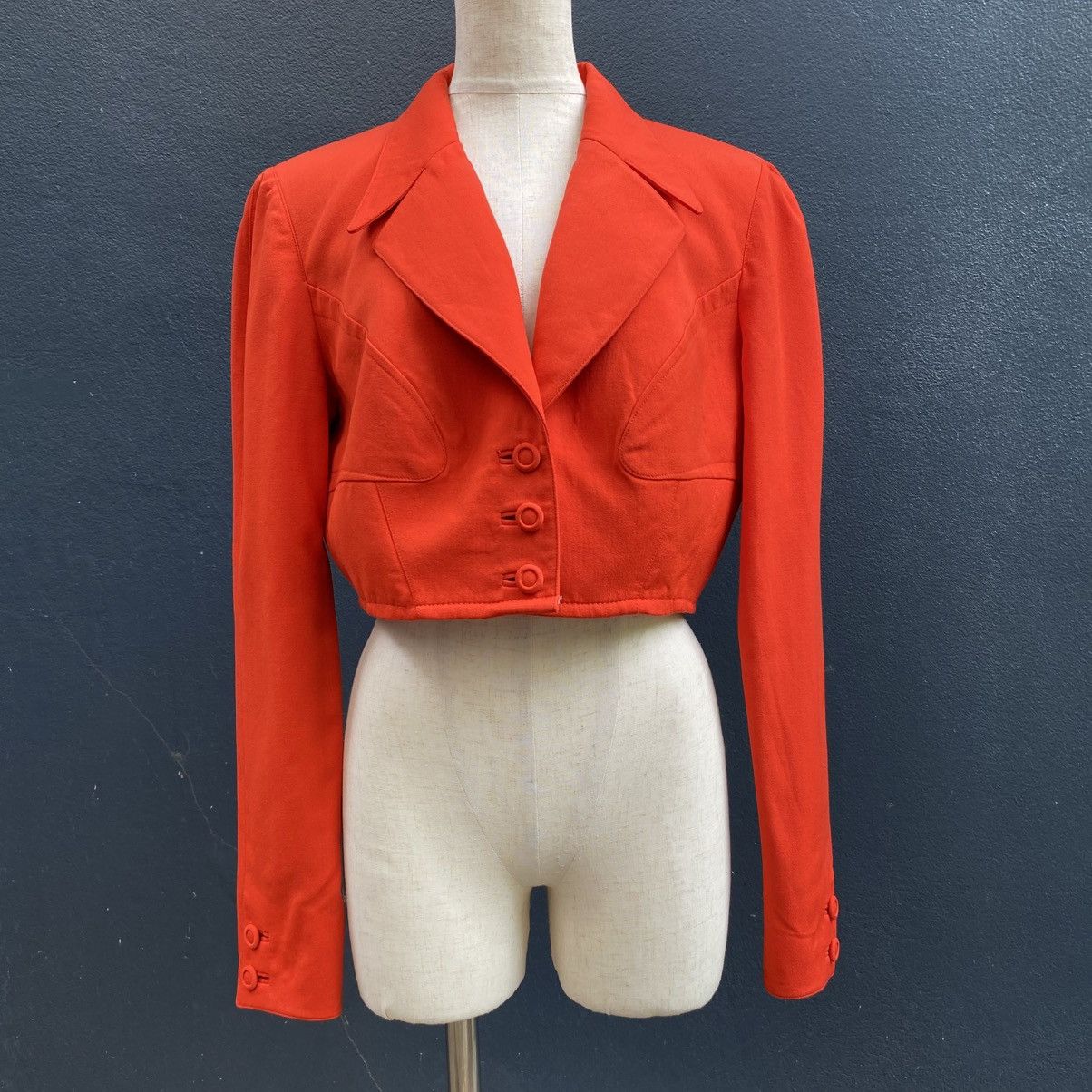 Thierry Mugler Thierry Mugler DIY Cropped Red Blazer Size S / US 4 / IT 40 - 19 Thumbnail