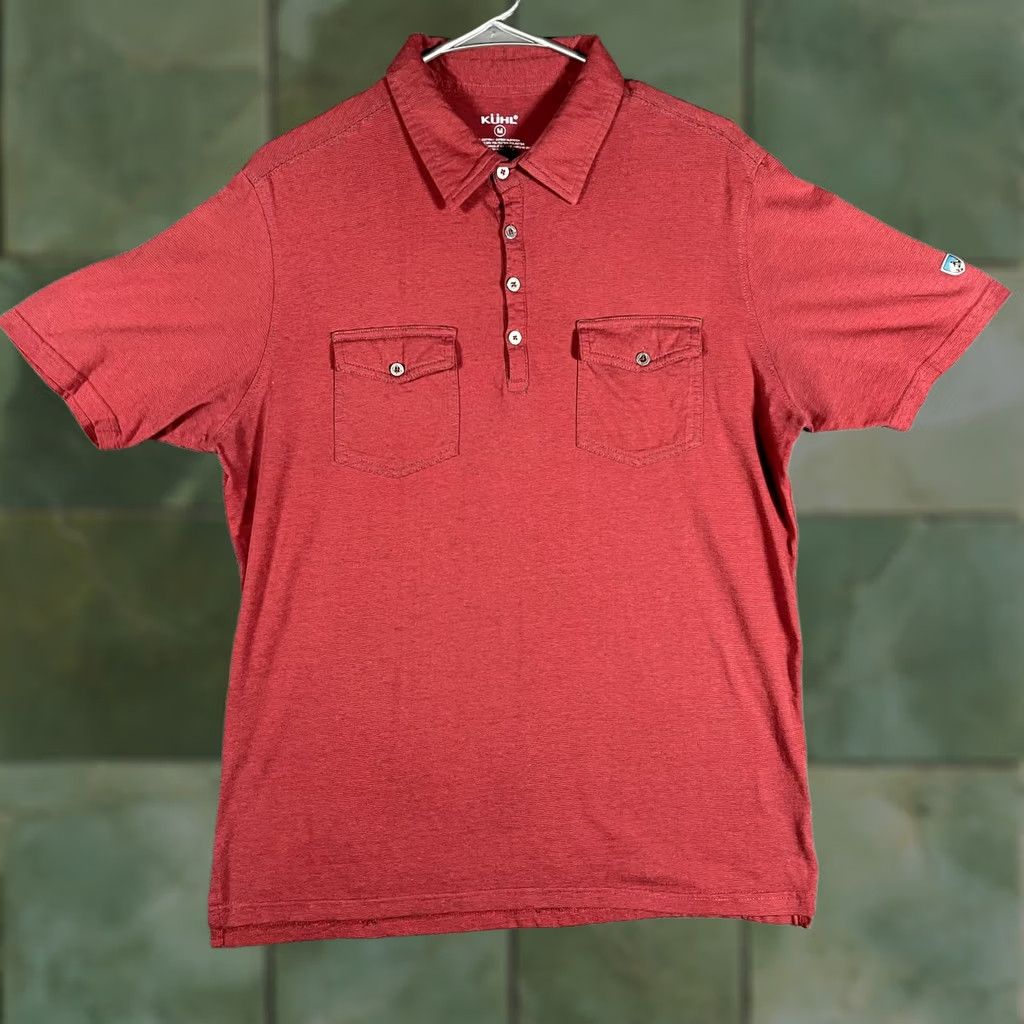 Vintage Kuhl Polo Shirt Mens Medium Red Striped Double Pocket Hiking Outdoor Casual Size US M / EU 48-50 / 2 - 1 Thumbnail
