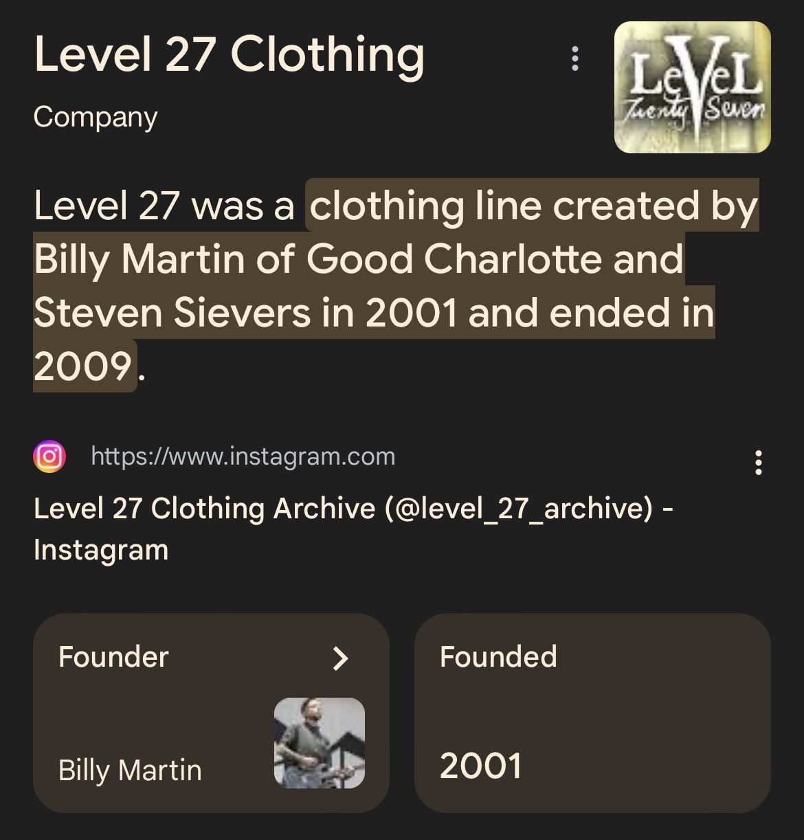 Band Tees 2002 Level 27 Tshirt by Billy Martin Good Charlotte Band Tee Size US S / EU 44-46 / 1 - 9 Thumbnail