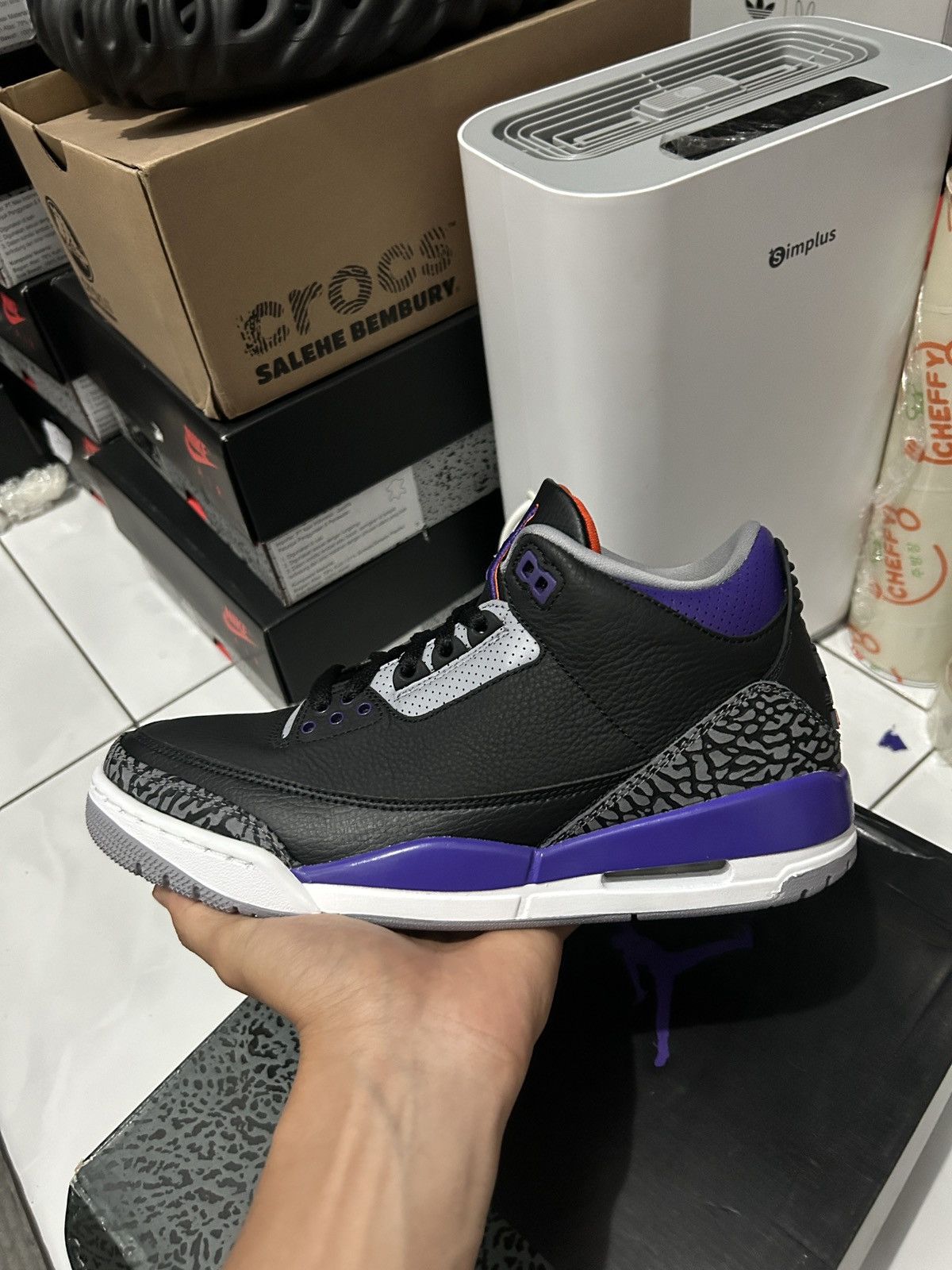 Jordan Brand nike air jordan 3 black court purple Size US 8.5 / EU 41-42 - 11 Thumbnail