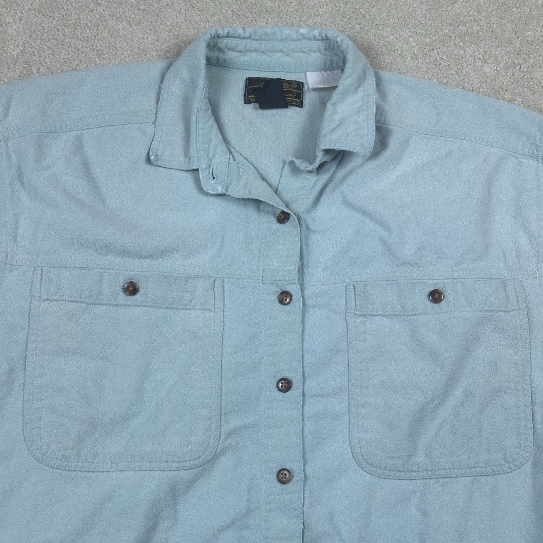 Eddie Bauer VINTAGE Eddie Bauer Button Up Chamois Shirt Womens Medium Blue 80s Size M / US 6-8 / IT 42-44 - 2 Thumbnail