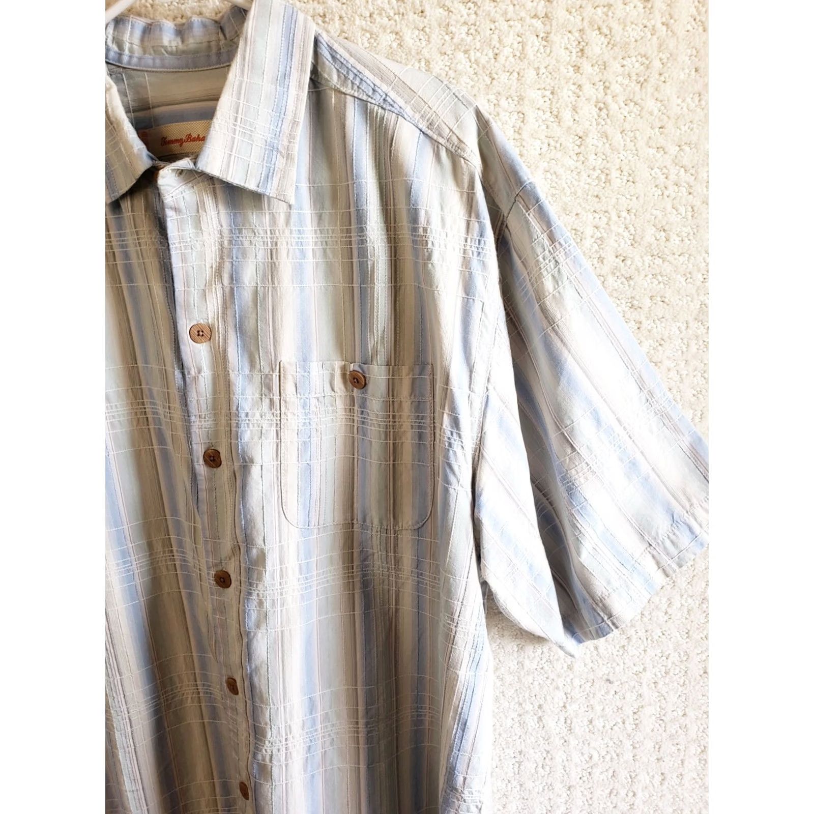 Tommy Bahama Tommy Bahama Shirt Button-Up Striped Adult Large Pink Multicolor Silk Blend Mens Casual Classic Beach Hawaiian Size US L / EU 52-54 / 3 - 4 Thumbnail