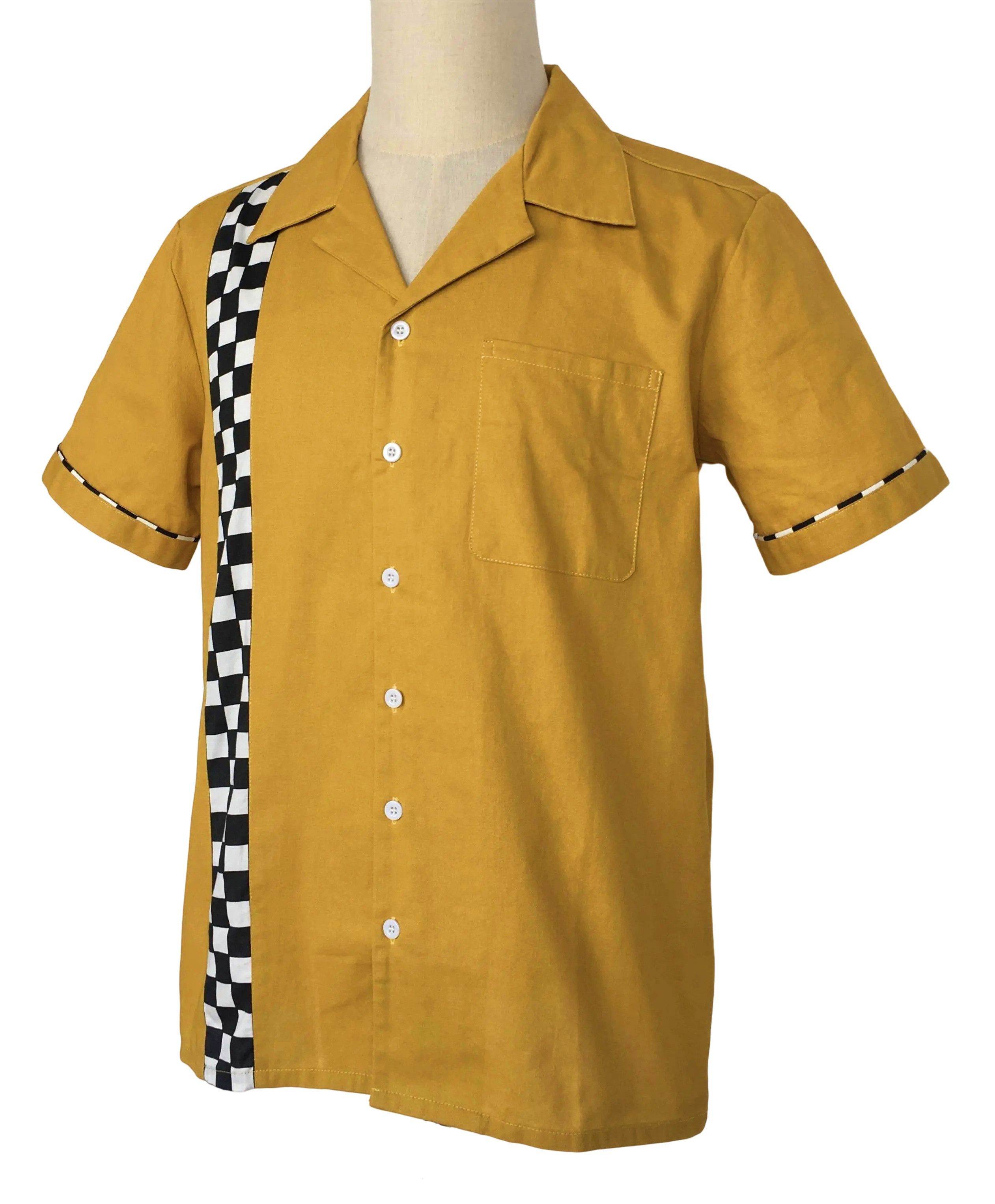Other Mosaic Panel,Bowling Shirts,Retro Style,Men Shirts Yellow Size US XXL / EU 58 / 5 - 3 Thumbnail