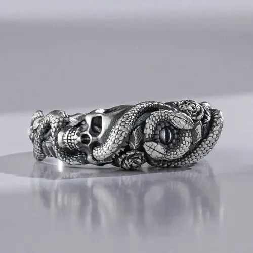 Other Punk Rose Skeleton Double Headed Snake Ring (Size 7-13) Size ONE SIZE - 4 Thumbnail