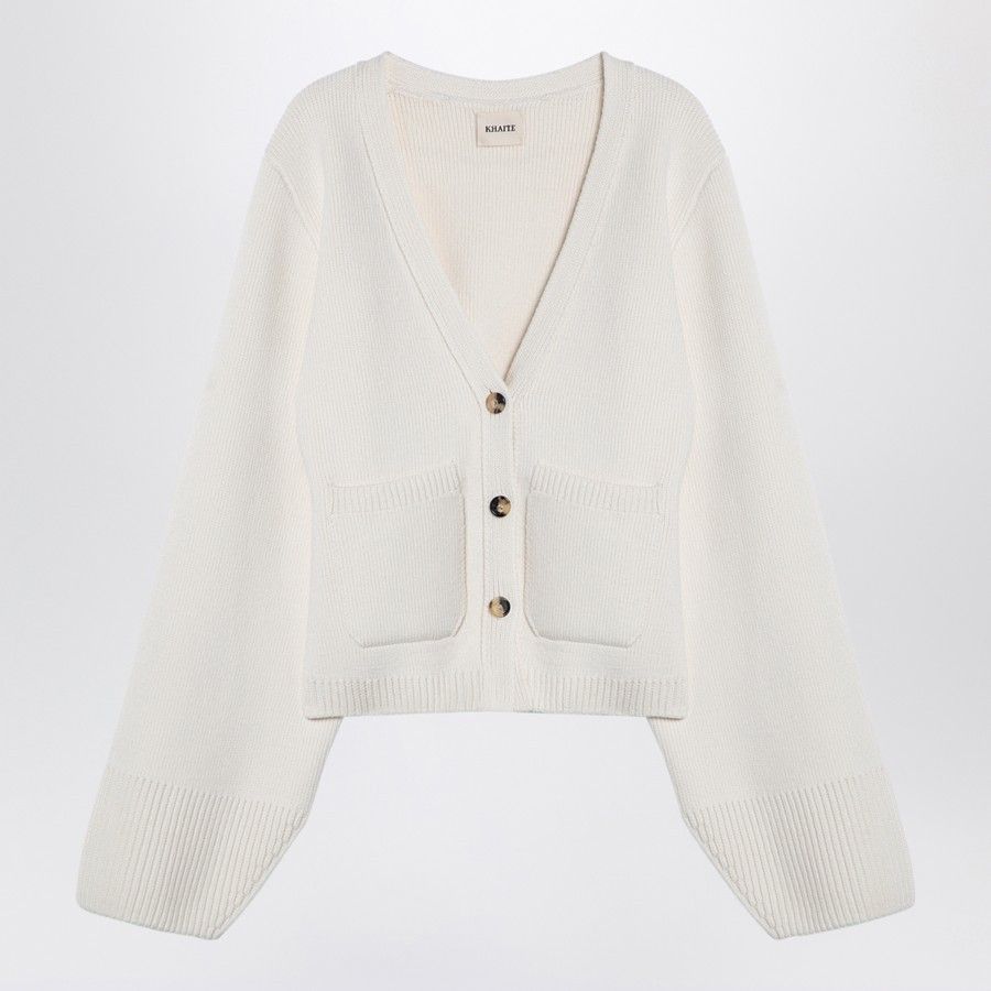 KHAITE o1d2blof0824 Cashmere Cardigan in White Size M / US 6-8 / IT 42-44 - 1 Thumbnail
