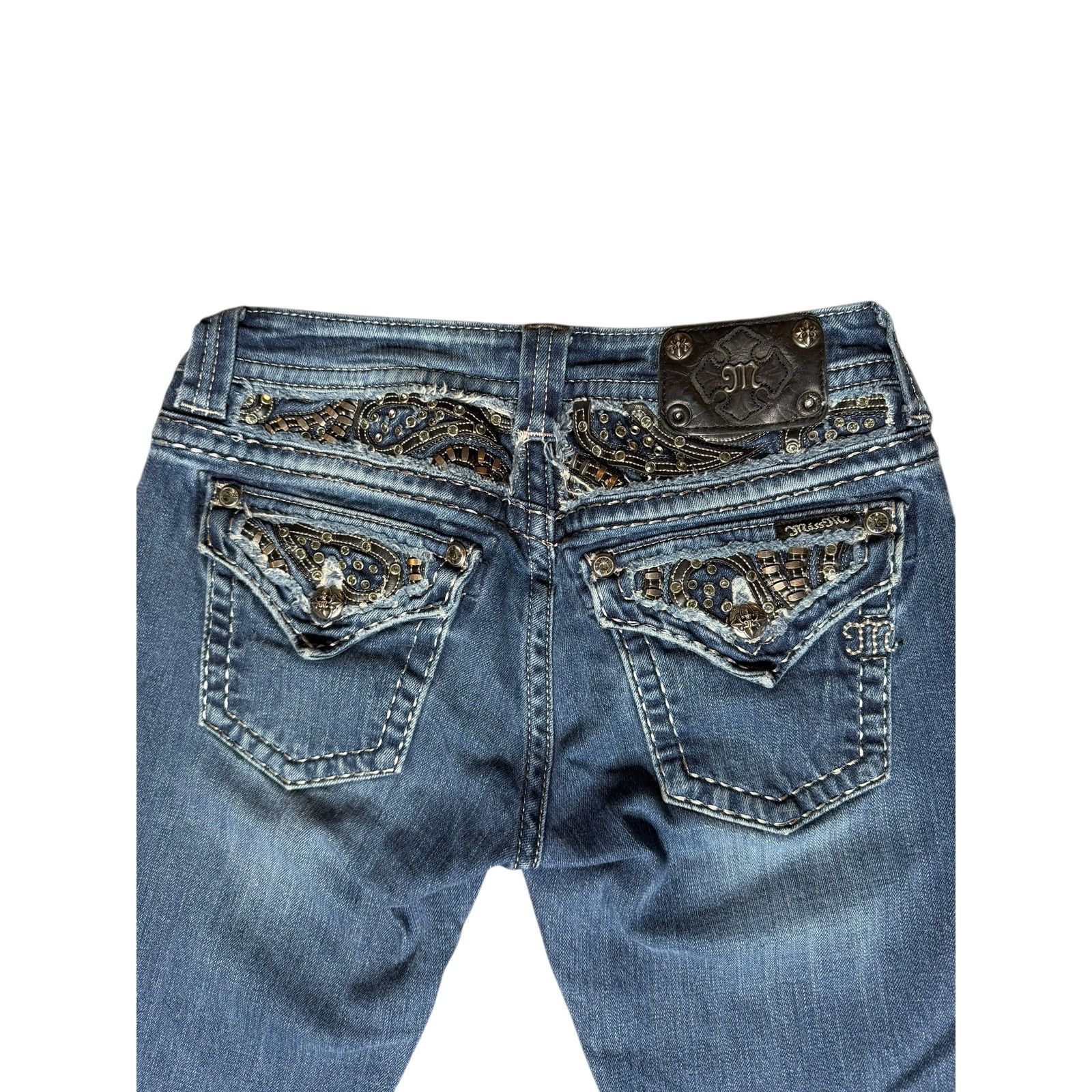 Miss Me × Vintage Vintage Y2k Miss Me Rhinestones Skinny Denim Jeans Size 29 Size 29" - 4 Thumbnail