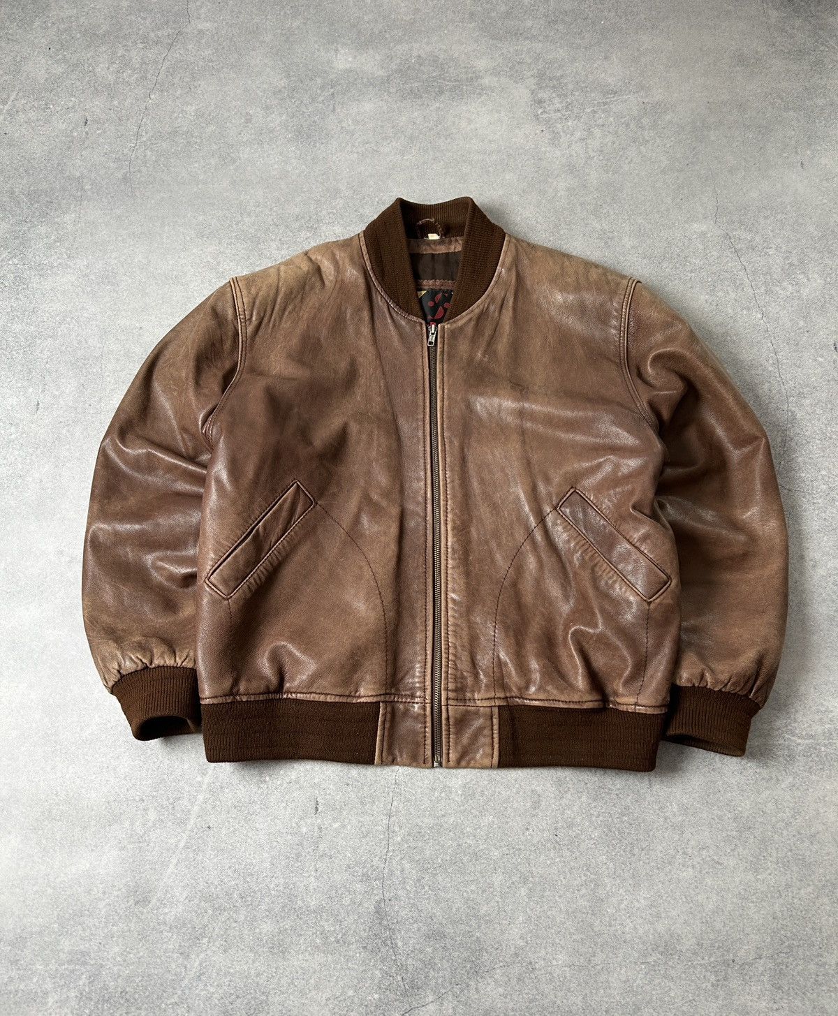 Genuine Leather Vintage Sardar Genuine Leather brown bomber jacket mens Size US S / EU 44-46 / 1 - 1 Thumbnail