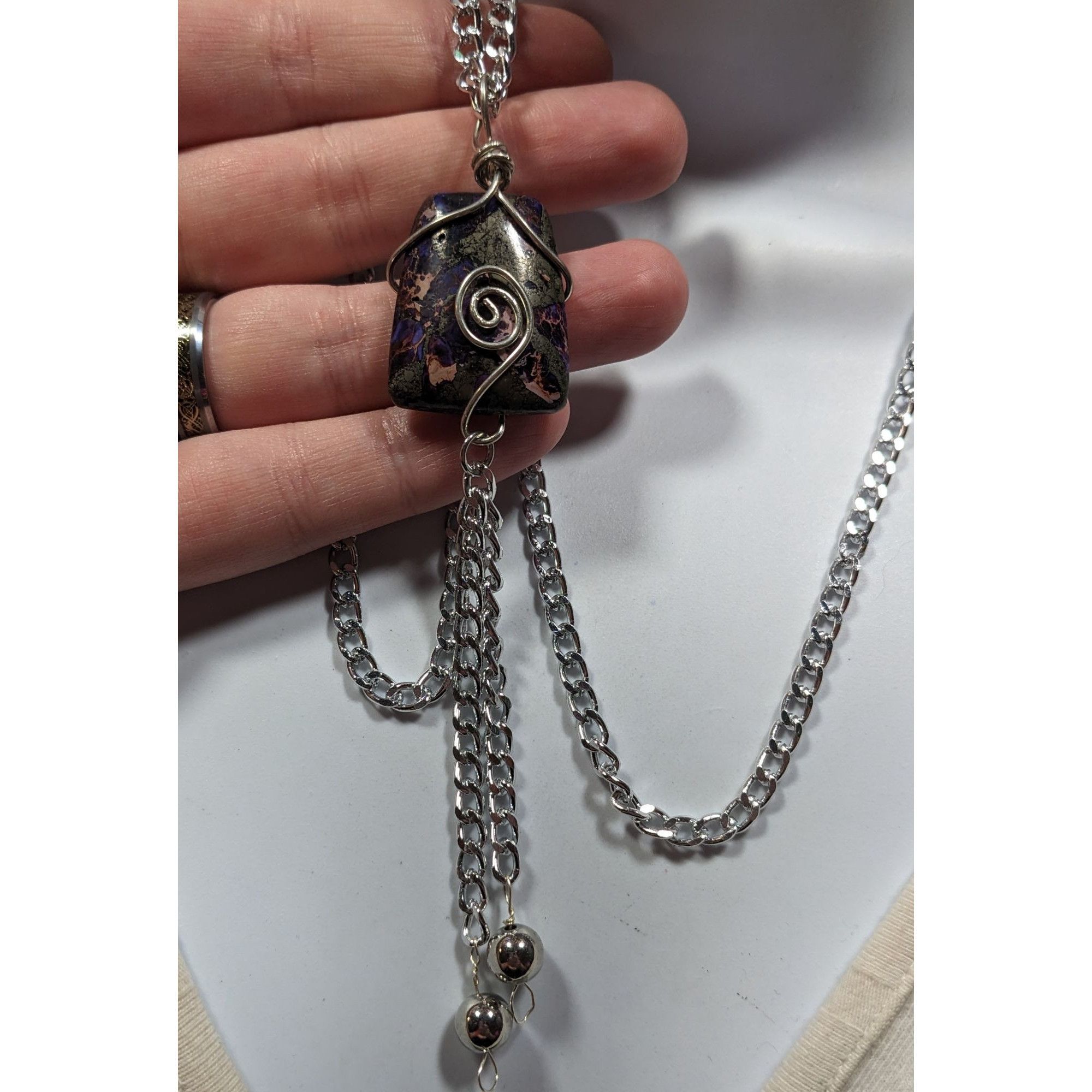 Handmade Handmade Wire Wrapped Agate Tassel Necklace Size ONE SIZE - 6 Thumbnail