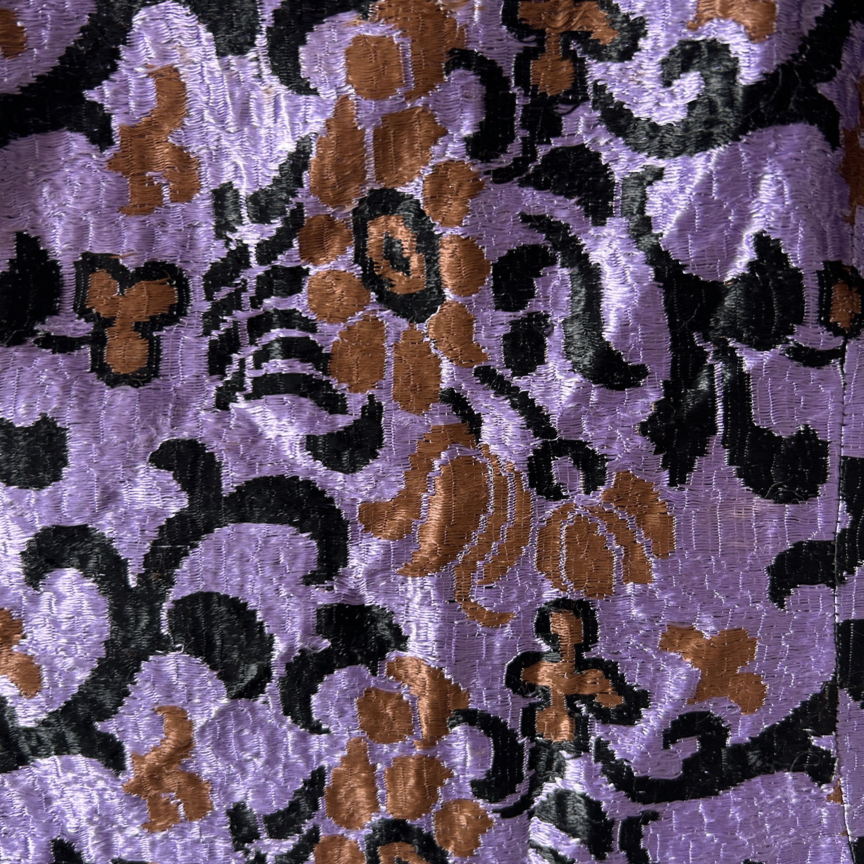 Vintage 60s Purple Floral Jacquard Brocade Midi Dress Size M / US 6-8 / IT 42-44 - 13 Thumbnail