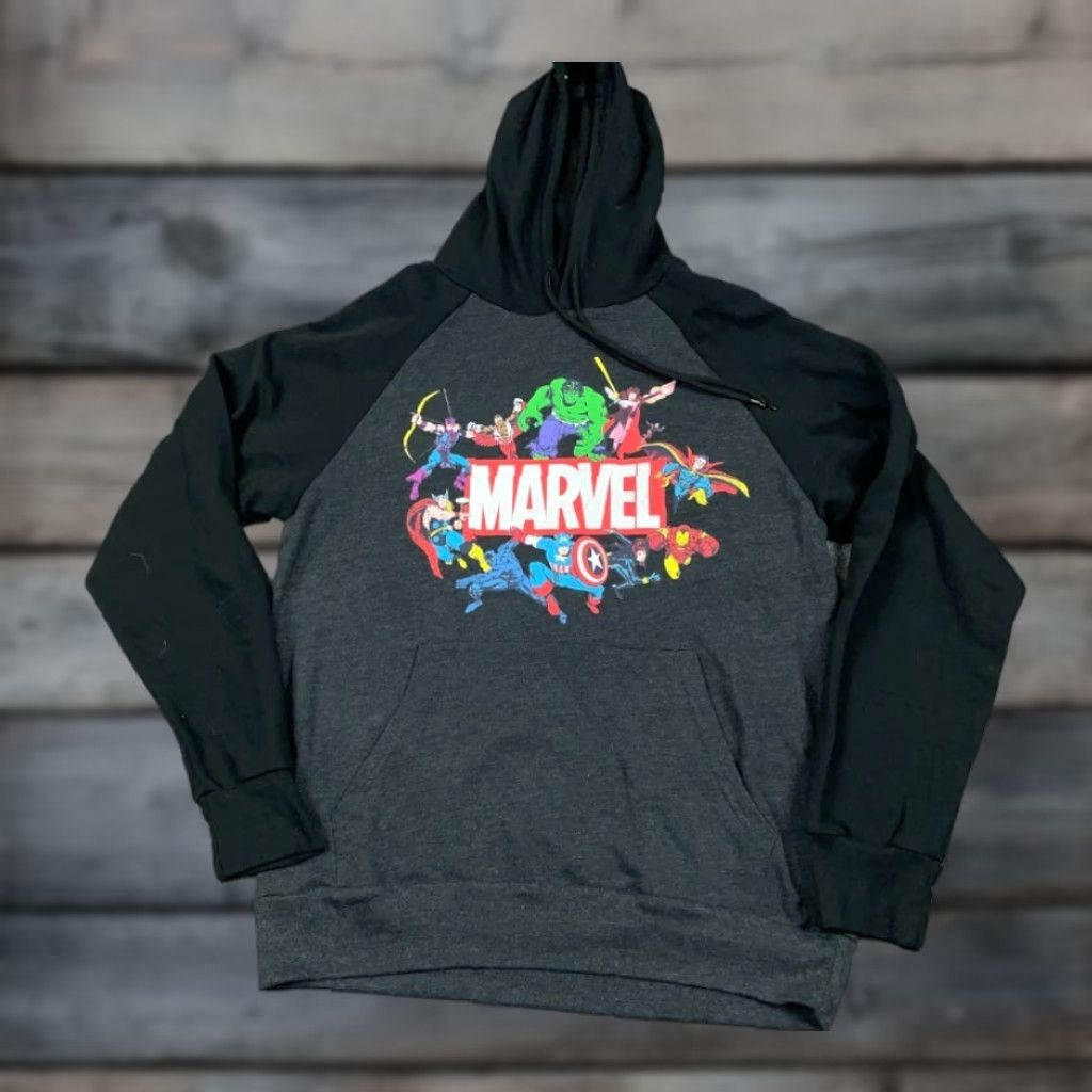 Vintage Marvel Hoodie Mens Medium Black Spider-Man Hulk 90s Comics Retro Graphic Print Pullover Sweatshirt Size US M / EU 48-50 / 2 - 1 Thumbnail