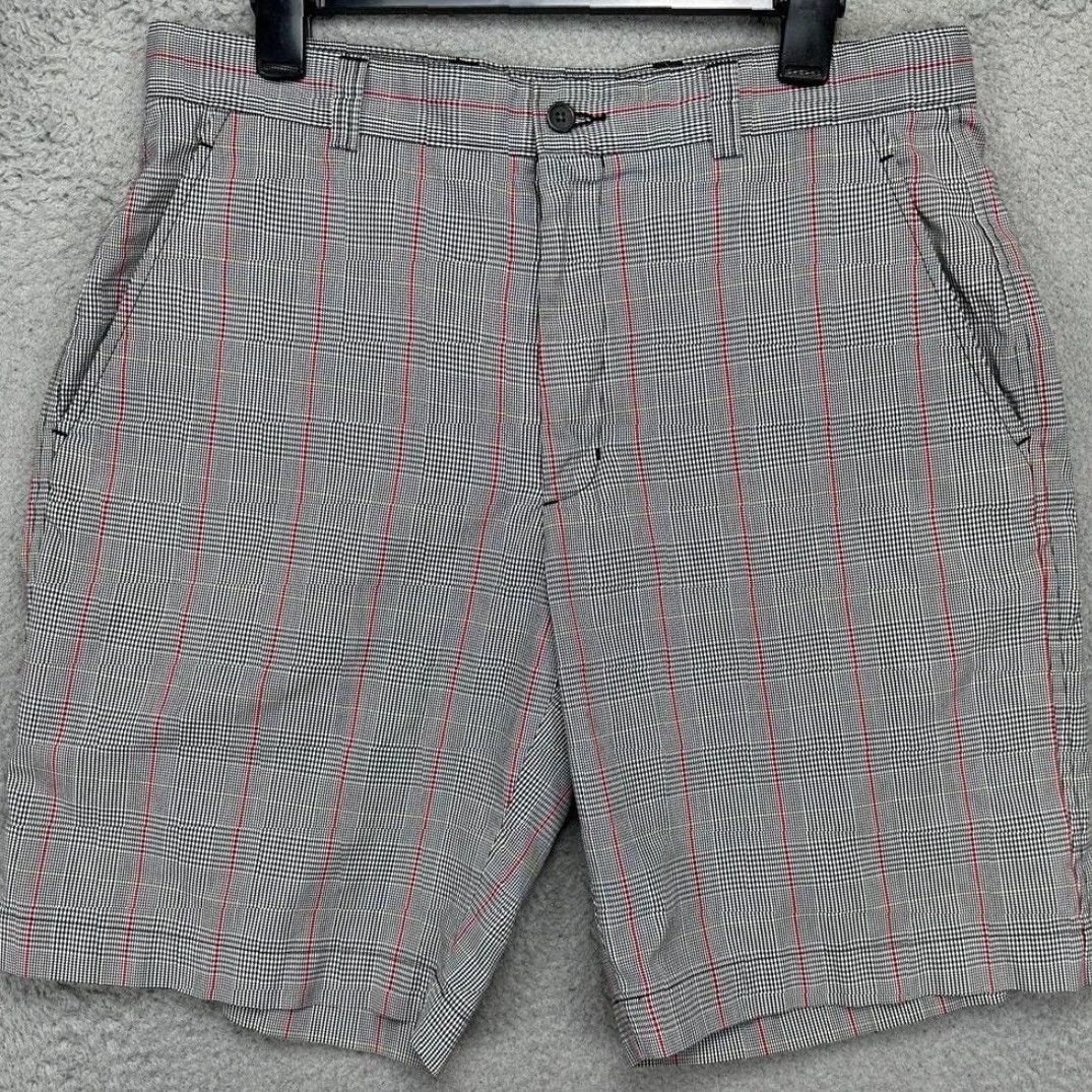 Cutter & Buck Cutter Buck Mens 34 Shorts Chino Grey Red Glen Check Golf Flat Front Stretch EUC Size US 34 / EU 50 - 2 Thumbnail