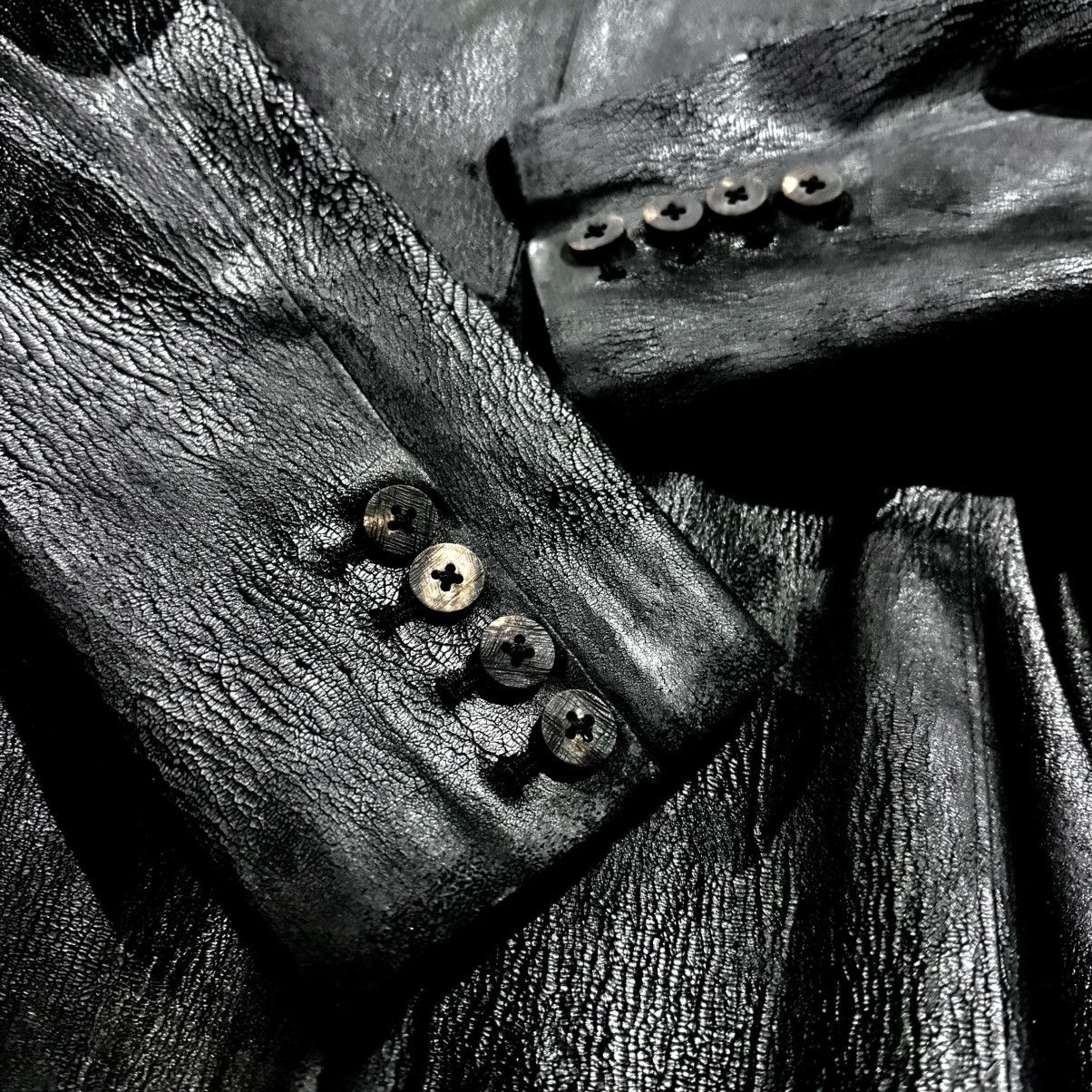 14th Addiction × Japanese Brand × Le Grande Bleu (L.G.B.) LGB - Late 00s Crack Coating "Back Cross" Blazer Size 46S - 4 Thumbnail