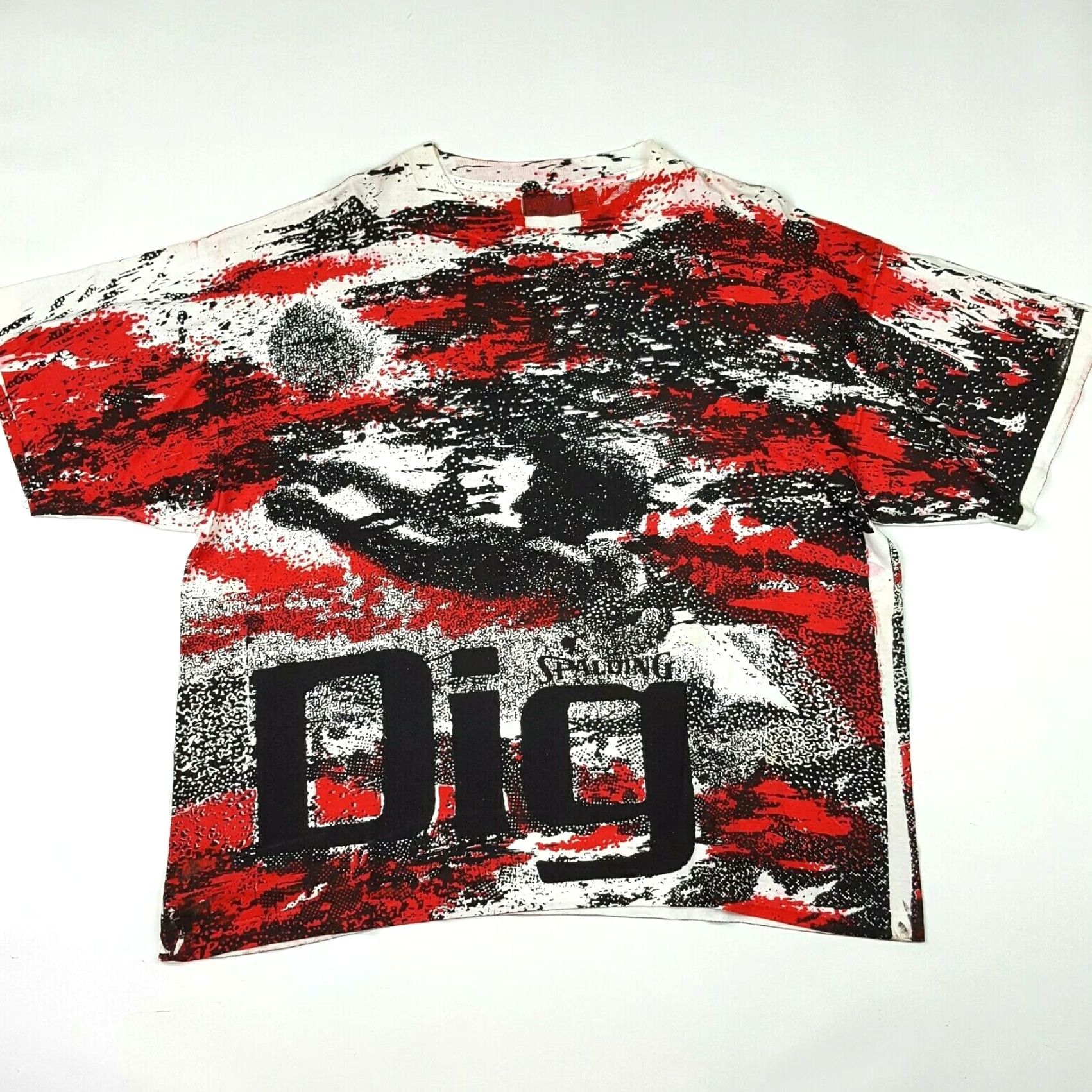 Spalding VINTAGE Spalding Volleyball T-Shirt XL Red Mens 90s All Over Print AOP Graphic Print Short Sleeve Crew Neck Size US XL / EU 56 / 4 - 2 Thumbnail