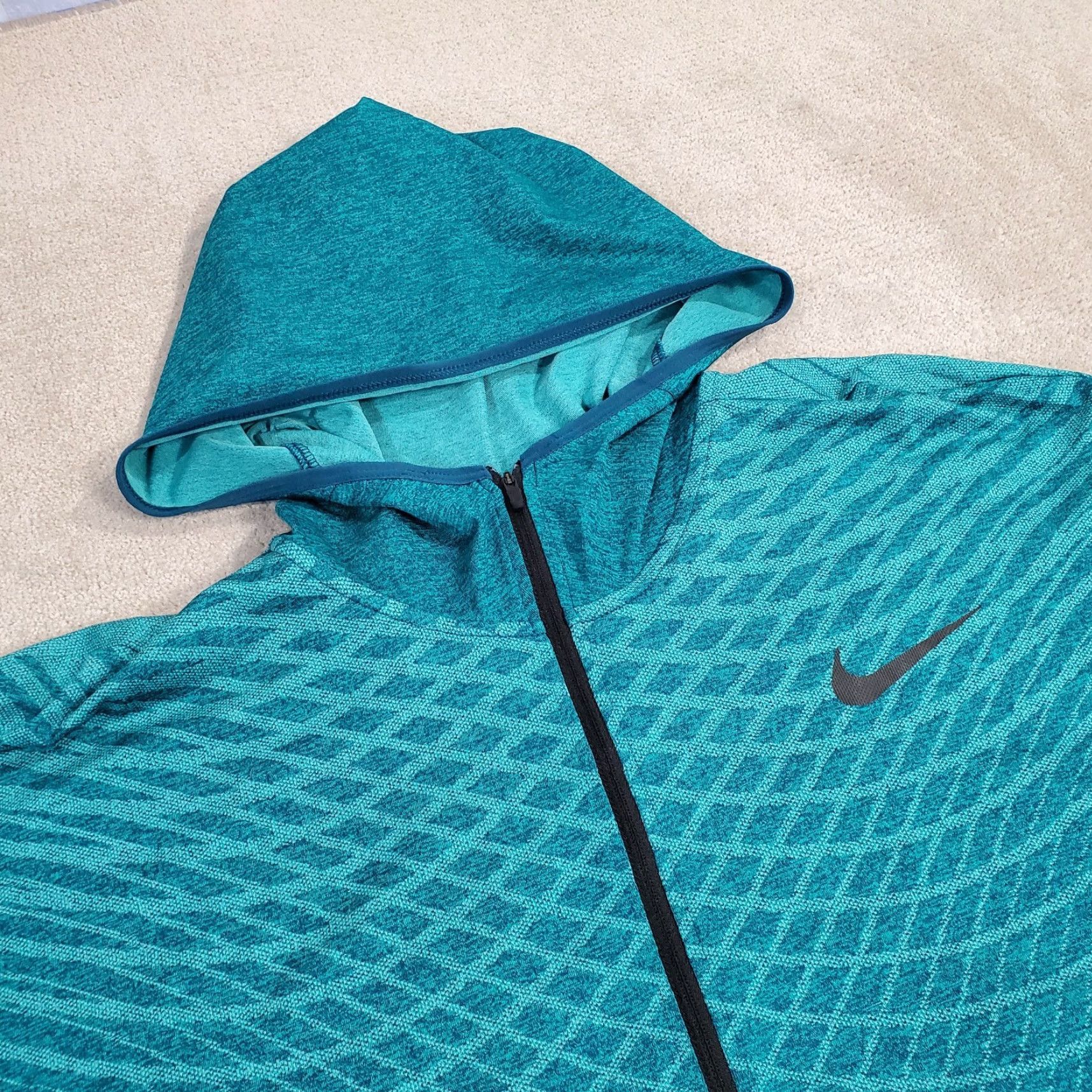 Nike Nike Hoodie Mens 2XL Blue Full Zip Lightweight Dri-Fit Performance Logo 90s Outdoor Geometric Style Hooded Regular Mens Size US XXL / EU 58 / 5 - 2 Thumbnail