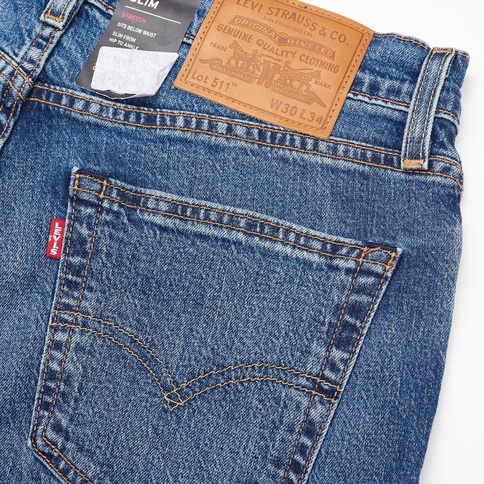 Levi's LEVI'S Premium 511 Slim Eco Ease Blue Big E Denim Jeans Size US 30 / EU 46 - 2 Thumbnail