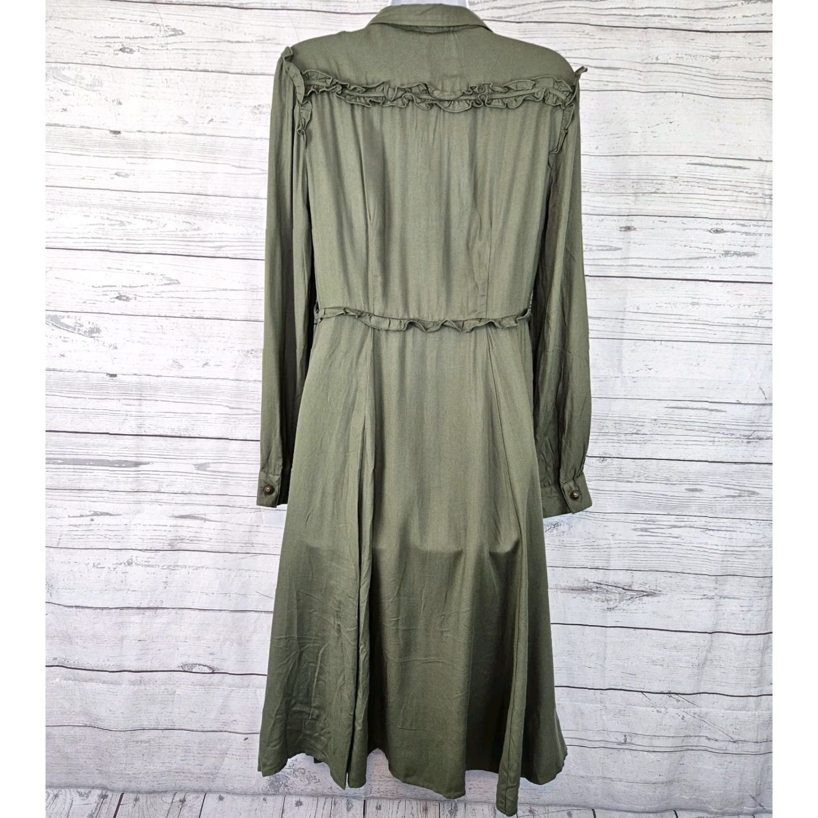 Vintage Matilda Jane Womens Button Up Dress Shirt Dress Sz M Green Long Sleeve Rayon Vintage: No Size M / US 6-8 / IT 42-44 - 3 Thumbnail