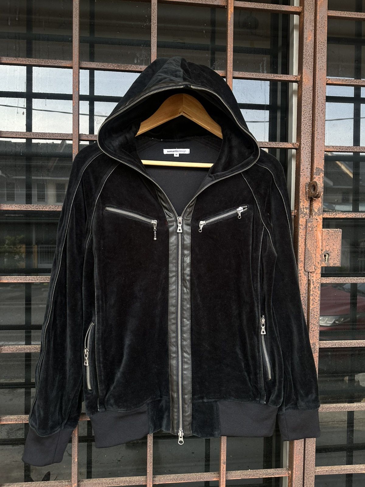 semanticdesign 👹Semanticdesign Velvet Black Hooded Jacket Size US M / EU 48-50 / 2 - 5 Thumbnail