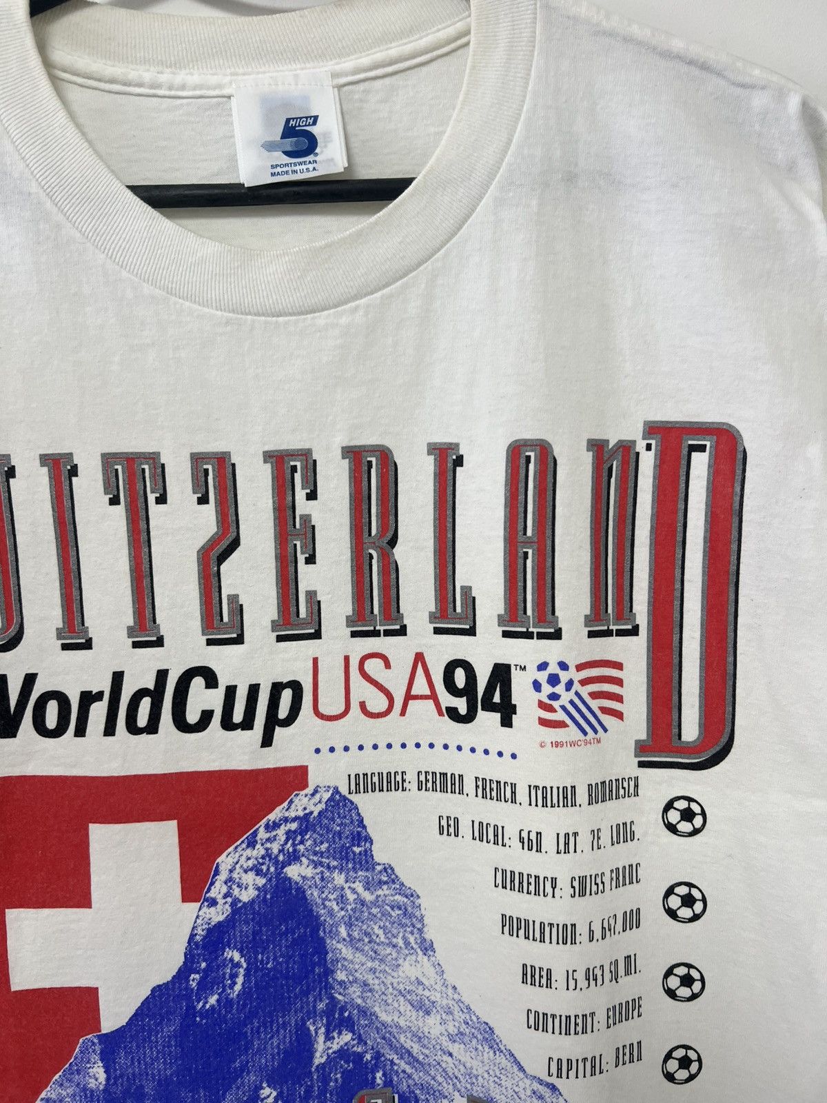Vintage Switzerland 1991 World Cup USA 1994 T shirt Swiss Tee Sz L Size US L / EU 52-54 / 3 - 12 Thumbnail