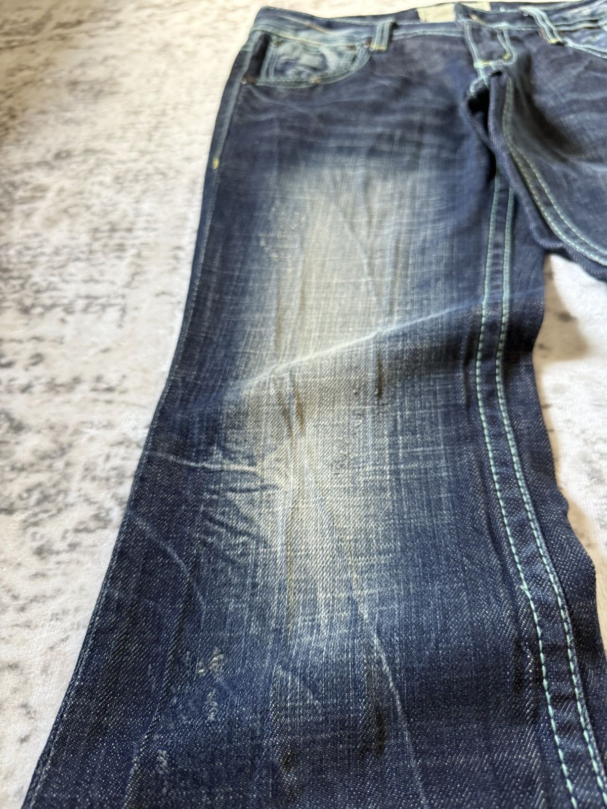 Fad Three × Japanese Brand × Le Grande Bleu (L.G.B.) Yoshitomo Lolita Muddy Wash Wrinkle Texture Flared Jeans Size US 28 / EU 44 - 10 Thumbnail
