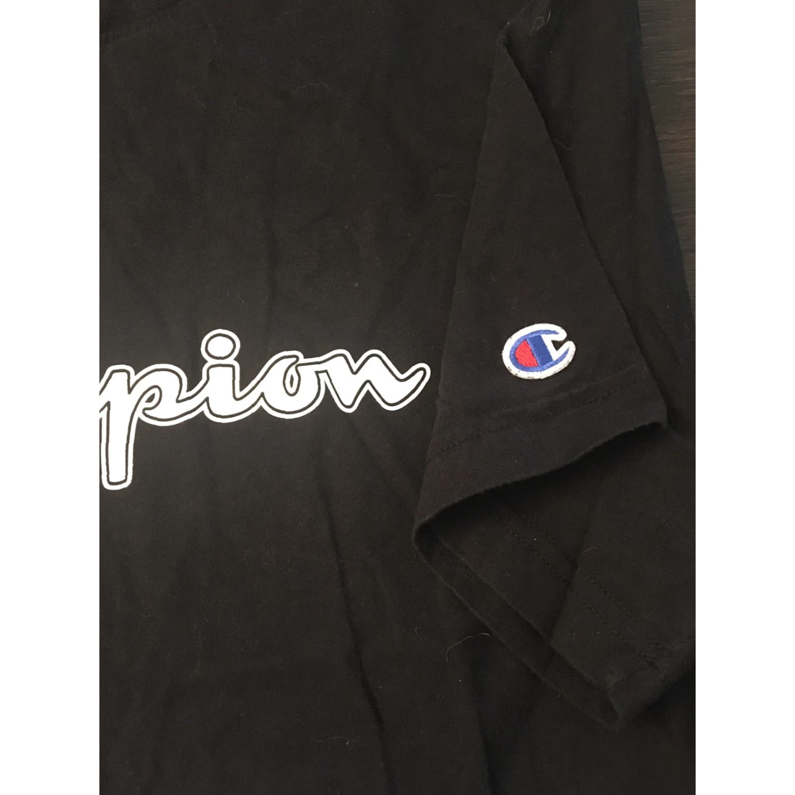 Champion Champion Logo Black Short Sleeve Shirt T-Shirt XL Mens Regular Crew Neck Cotton Blend Cap Size US XL / EU 56 / 4 - 2 Thumbnail