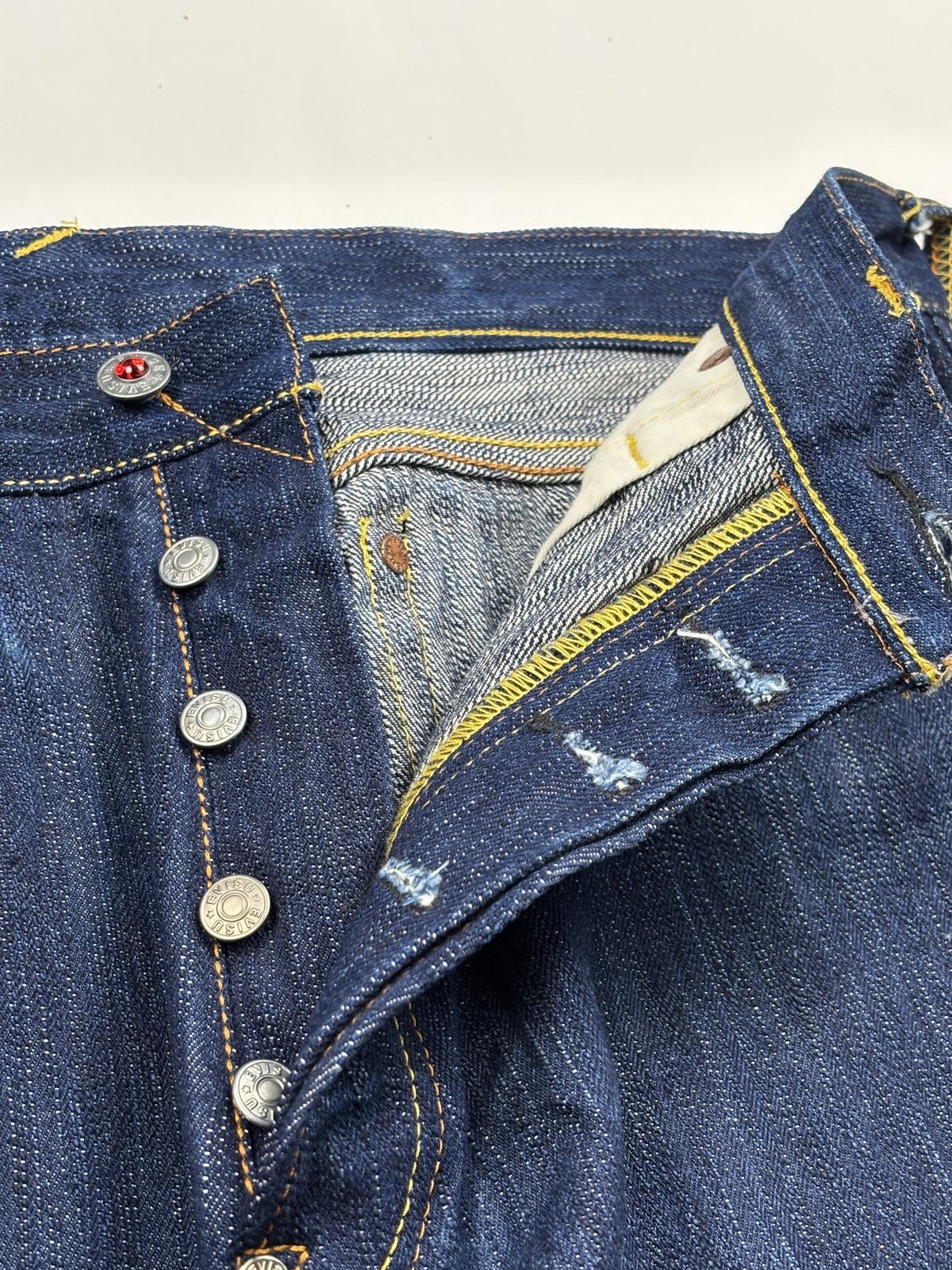 Evisu Striped Daicock Print Selvedged Jeans Size US 34 / EU 50 - 12 Thumbnail