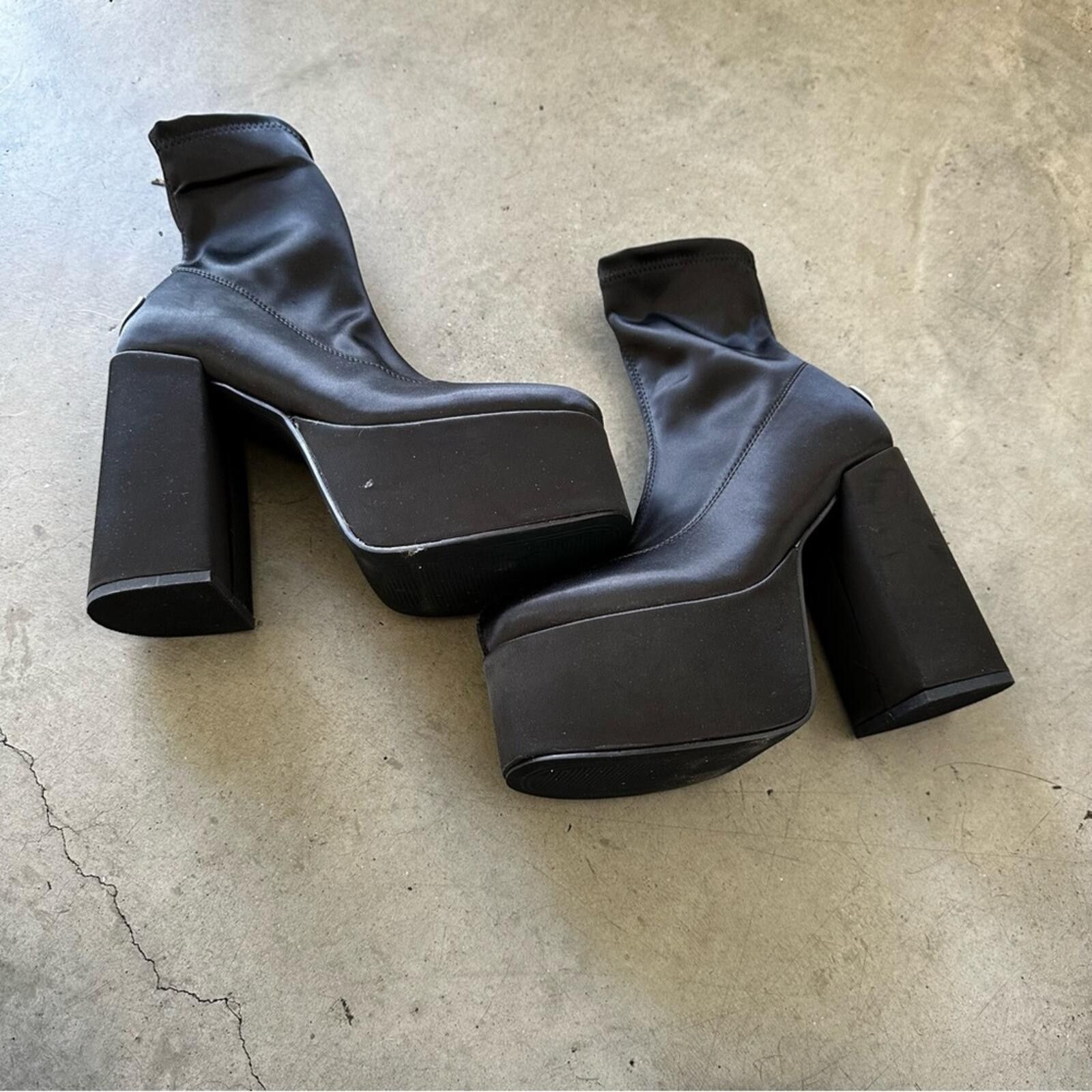 Other NOKWOL / Ellie platform ankle boots in satin / black Size US 7 / IT 37 - 6 Thumbnail