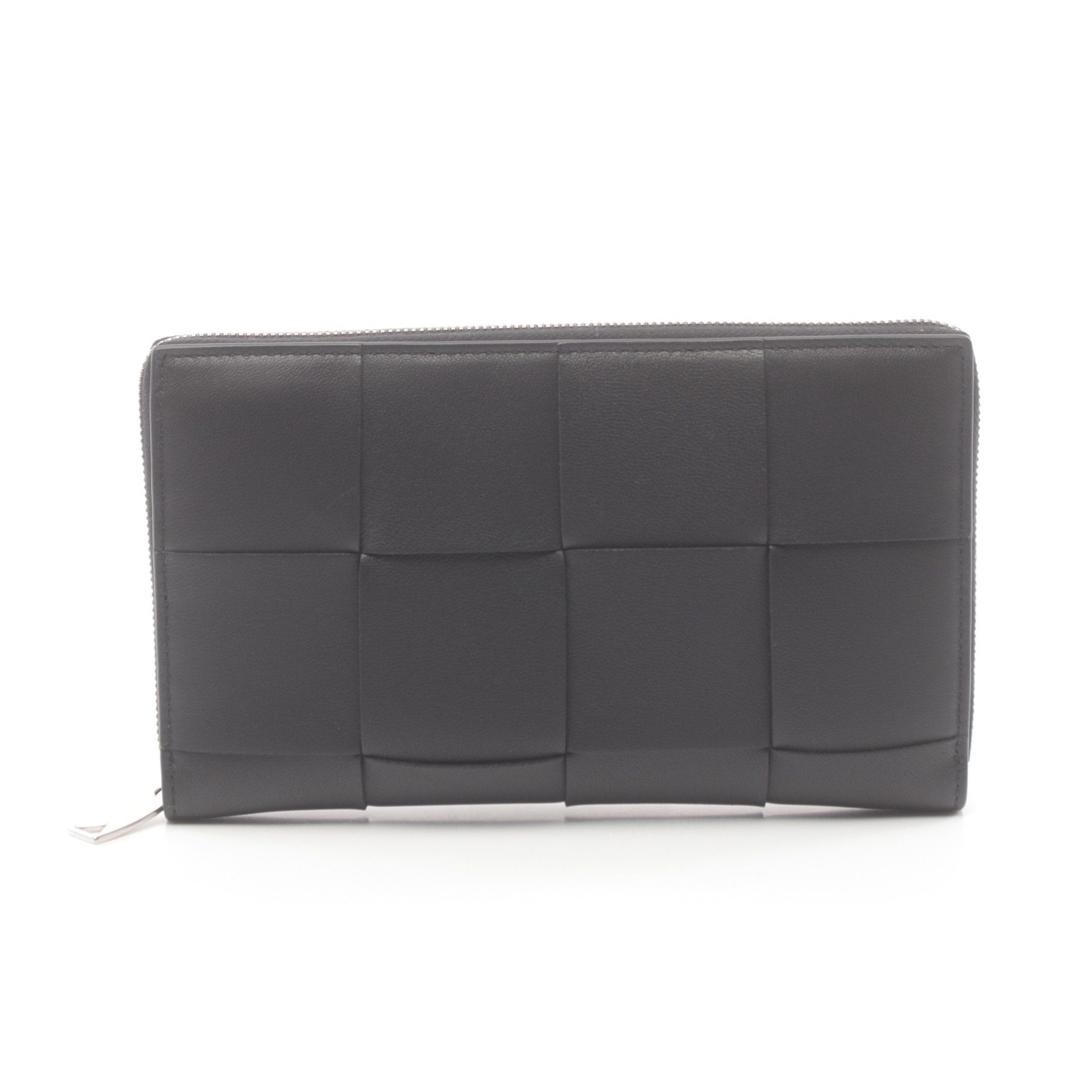 Bottega Veneta Bottega Veneta Zip Around Wallet Maxi Intrecciato Round Zipper Long Leather Black Size ONE SIZE - 1 Thumbnail