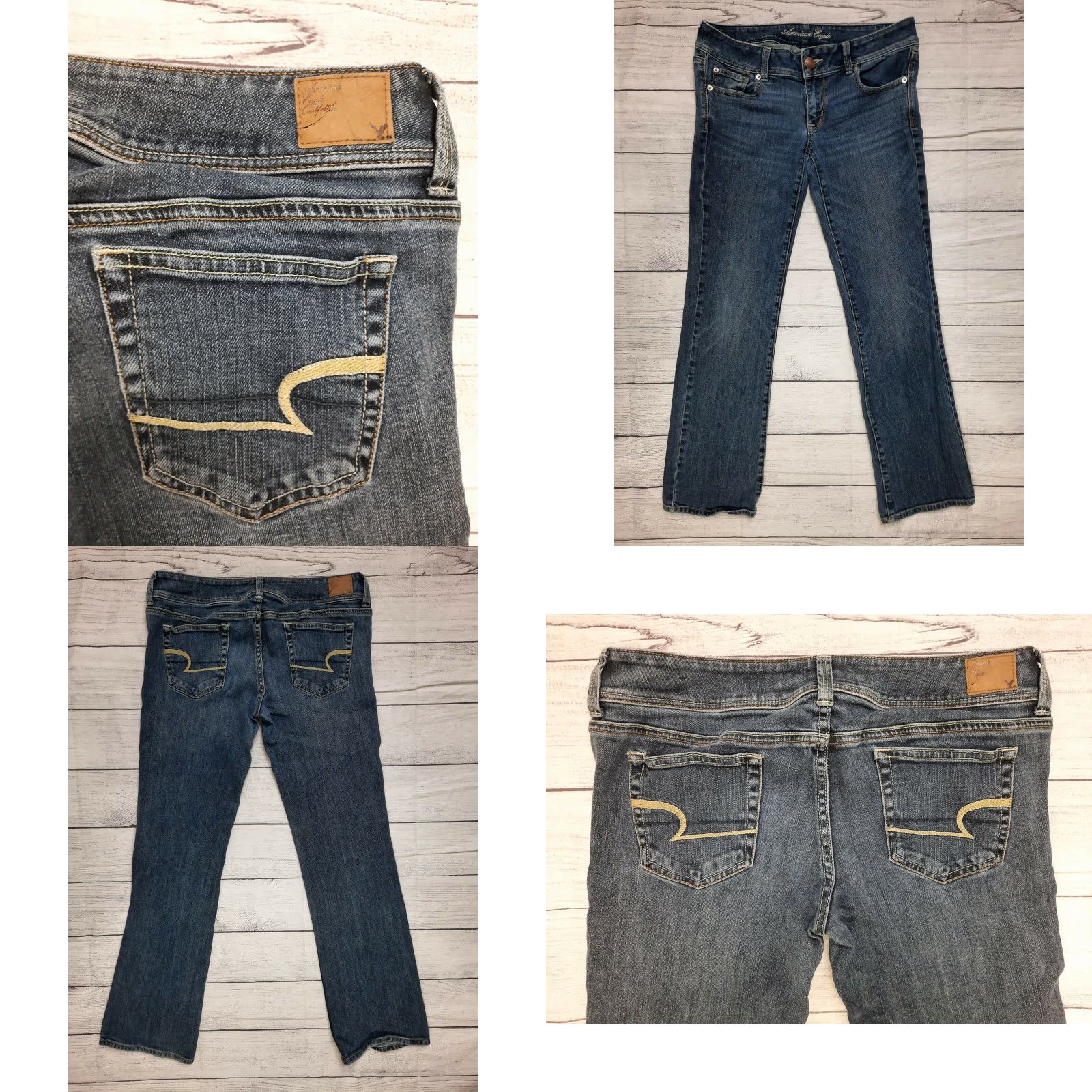 American Eagle Outfitters VINTAGE American Eagle Outfitters Women Jeans 8 Slim Bootcut Stretch Low Rise Faded Black 32W 30L Womens Jeans Size 30" / US 8 / IT 44 - 8 Thumbnail