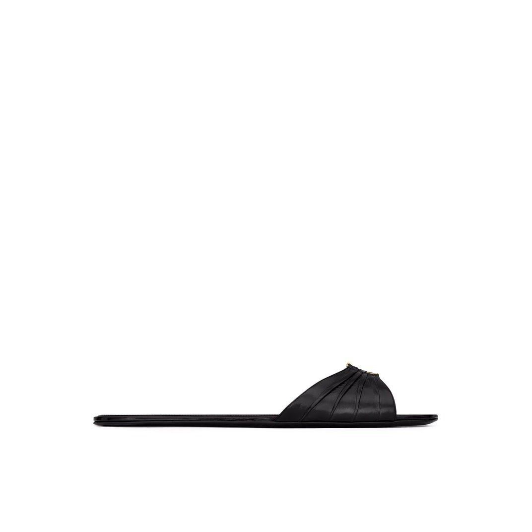Saint Laurent Paris Saint Laurent Babylone $950 Black Smooth Leather Slides New, Women's (Size 7)