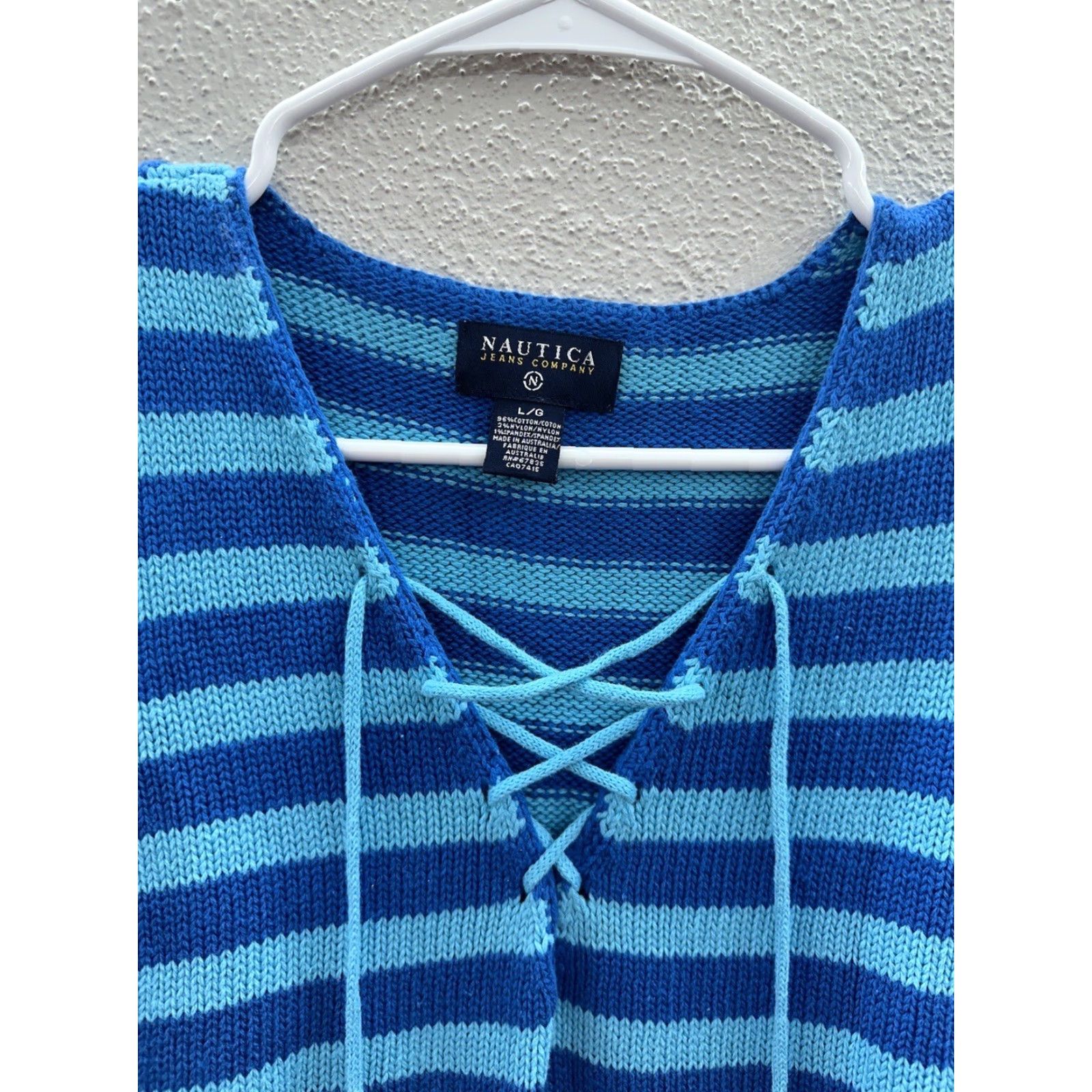 Nautica Nautica Jeans Company Womens Tank Size Large Blue Striped Sleeveless Knit Shirt Size 36" / US 14 / IT 50 - 3 Thumbnail