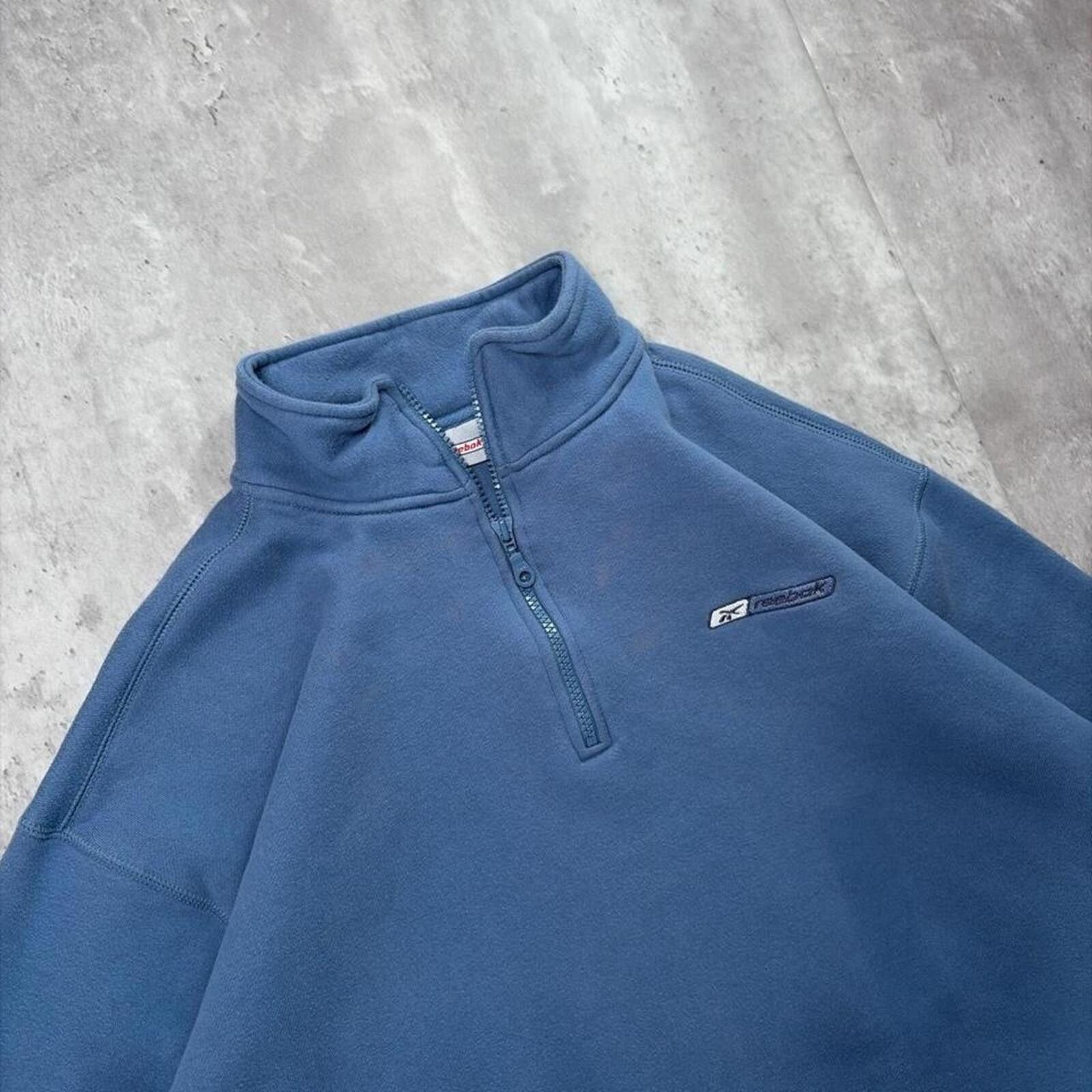 Reebok Vintage Blue Reebok Grunge Quarter Zip Pullover Sweater Size US XL / EU 56 / 4 - 5 Thumbnail