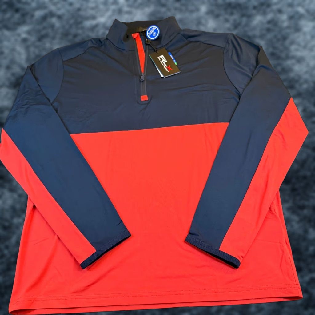 RLX Ralph Lauren VINTAGE RLX Ralph Lauren Golf Quarter Zip Pullover Navy Red Mens M NWT Size US M / EU 48-50 / 2 - 1 Thumbnail