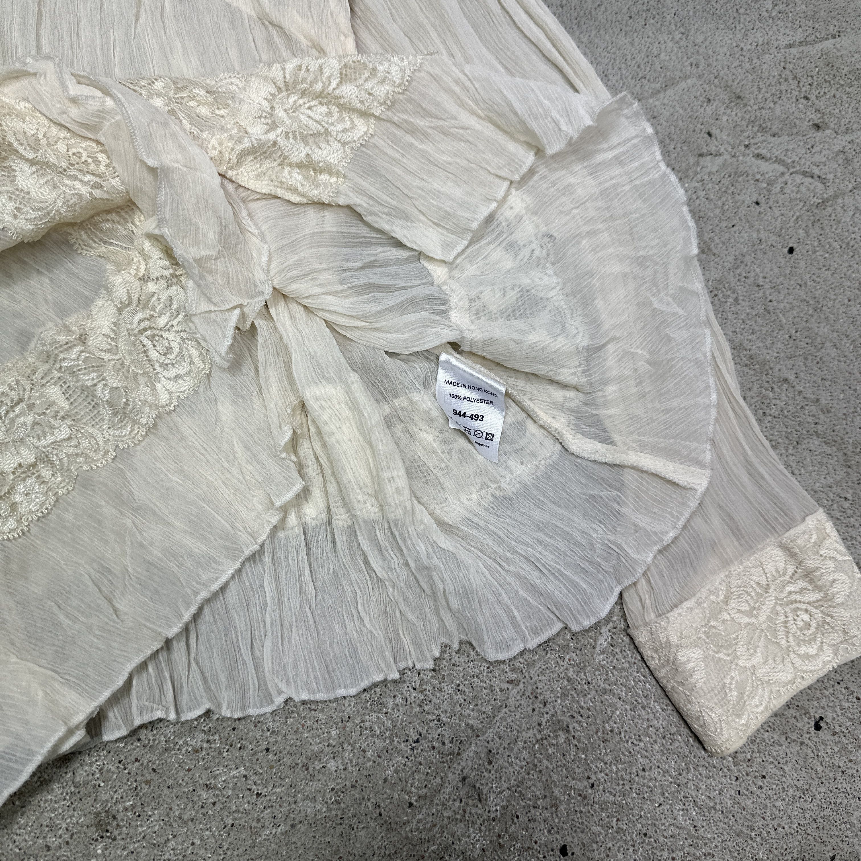 Vintage Vintage Avant Garde Off White Cream Lace Plated Shirt 00s Size L / US 10 / IT 46 - 4 Thumbnail