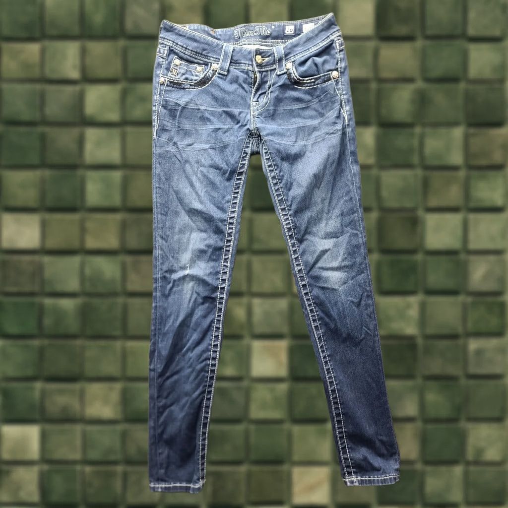 Miss Me Miss Me Jeans Womens 26x30 Jegging Skinny Fit Ankle Cut Low Rise Distressed Denim Cotton Spandex 5-Pocket Design Blue Jeans Womens Boys, Girls, Mens Size 26" / US 2 / IT 38 - 1 Thumbnail