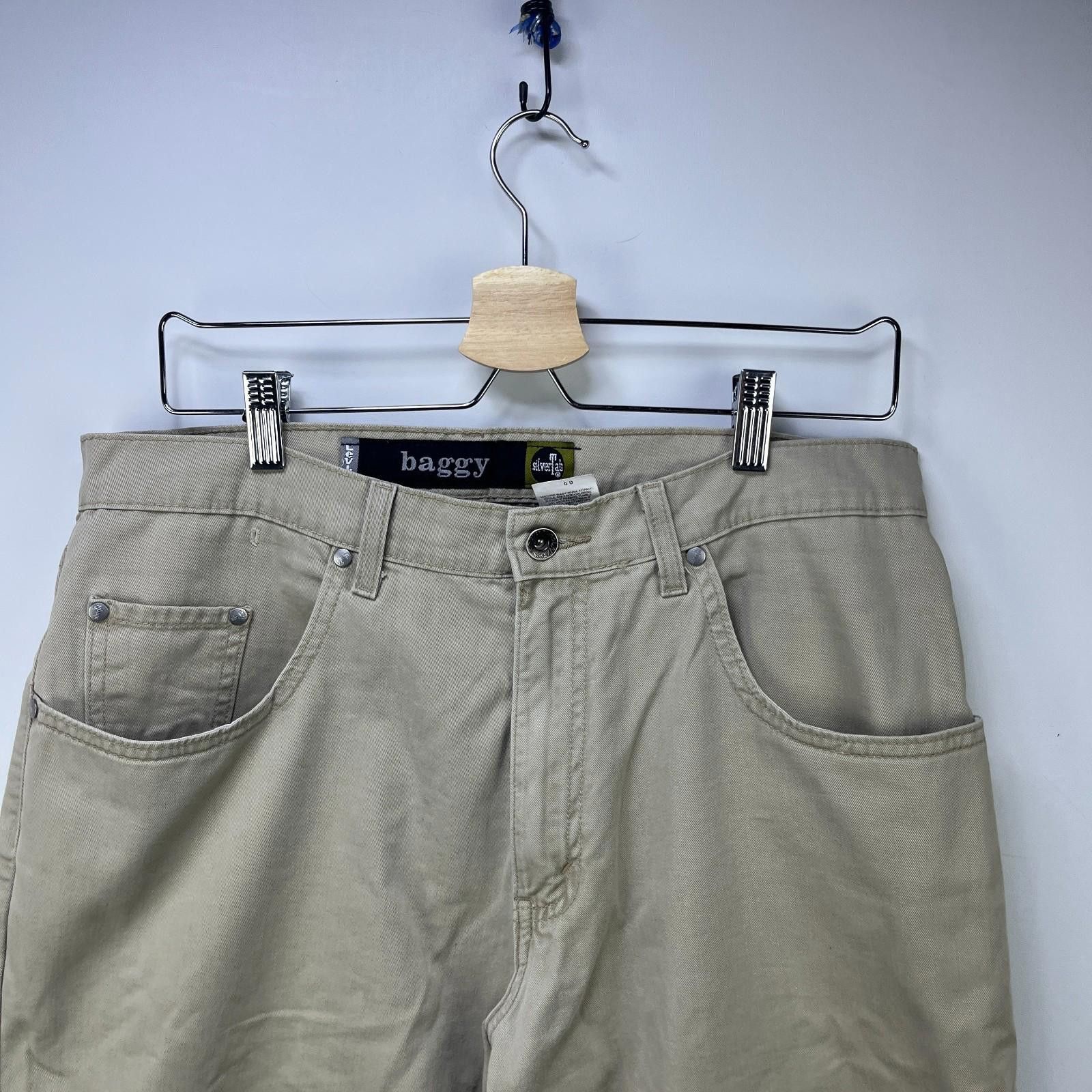 Levi's Vintage 90s Levi's Silvertab Baggy Beige Khaki Pants 34 x 34 Size US 34 / EU 50 - 2 Thumbnail